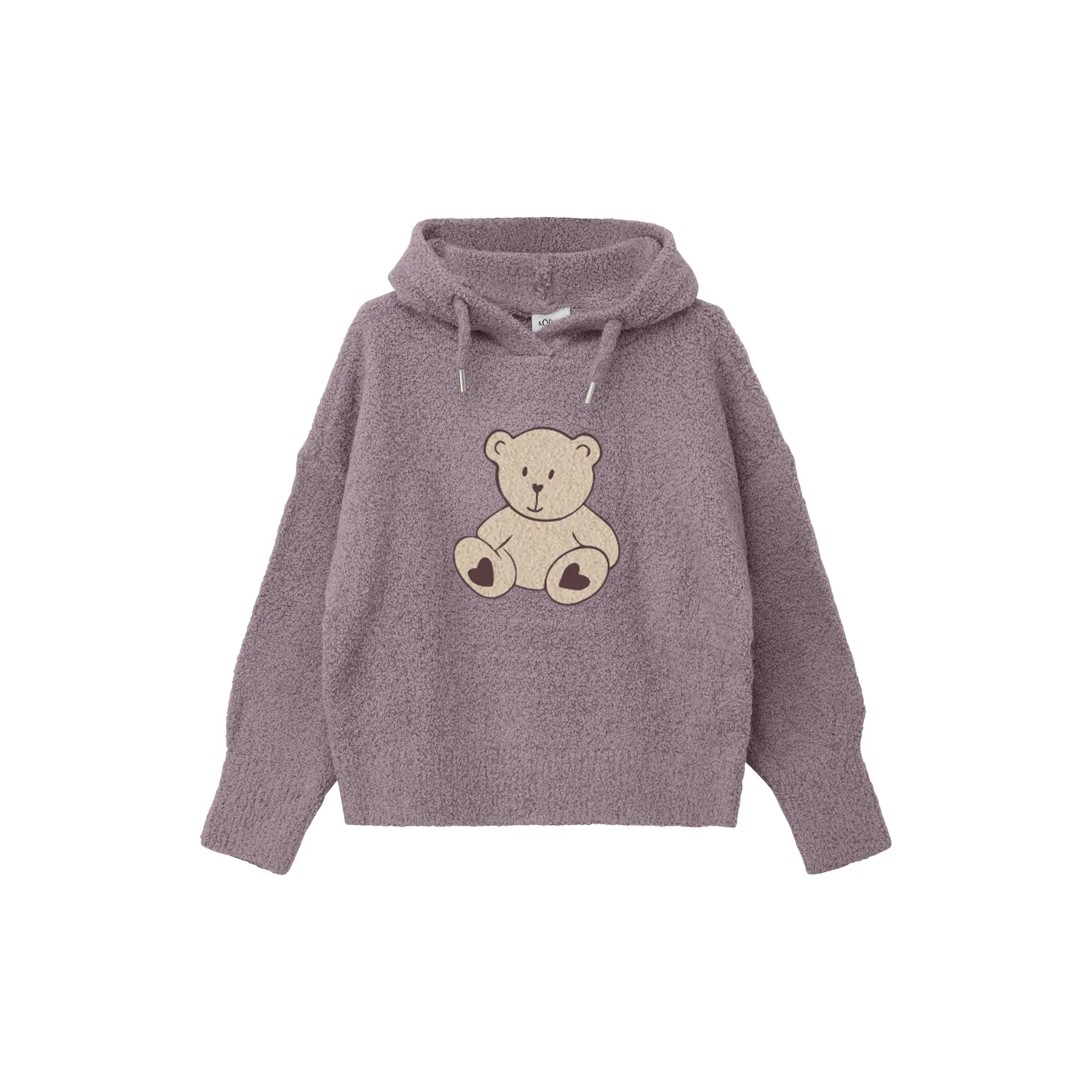Maglione in pile con cappuccio e applicazione davanti ragazza s.Oliver