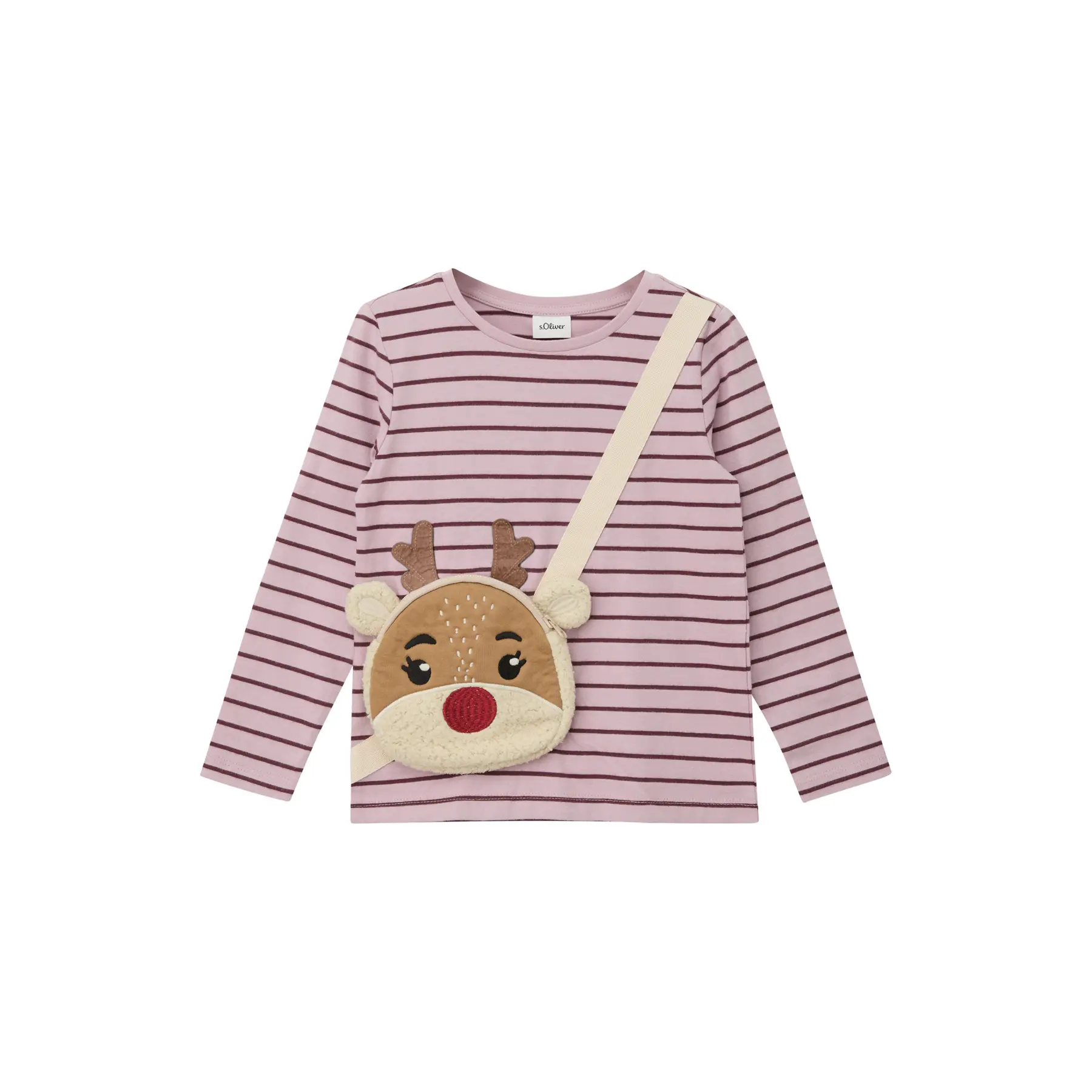 T-shirt a maniche lunghe con motivo natalizio e tasca con zip ragazza s.Oliver