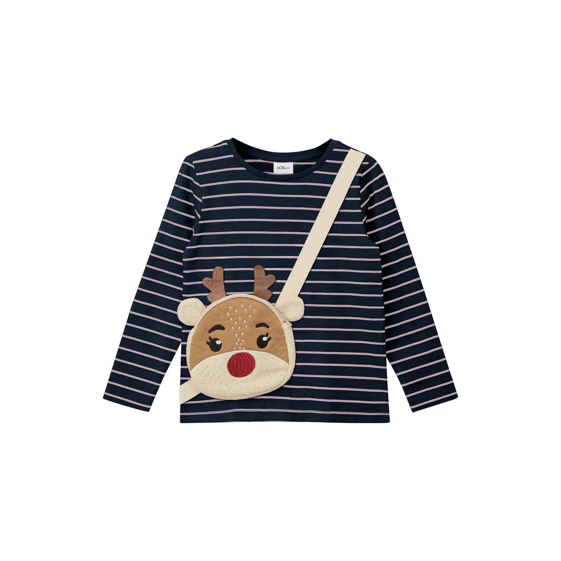 T-shirt a maniche lunghe con motivo natalizio e tasca con zip ragazza s.Oliver