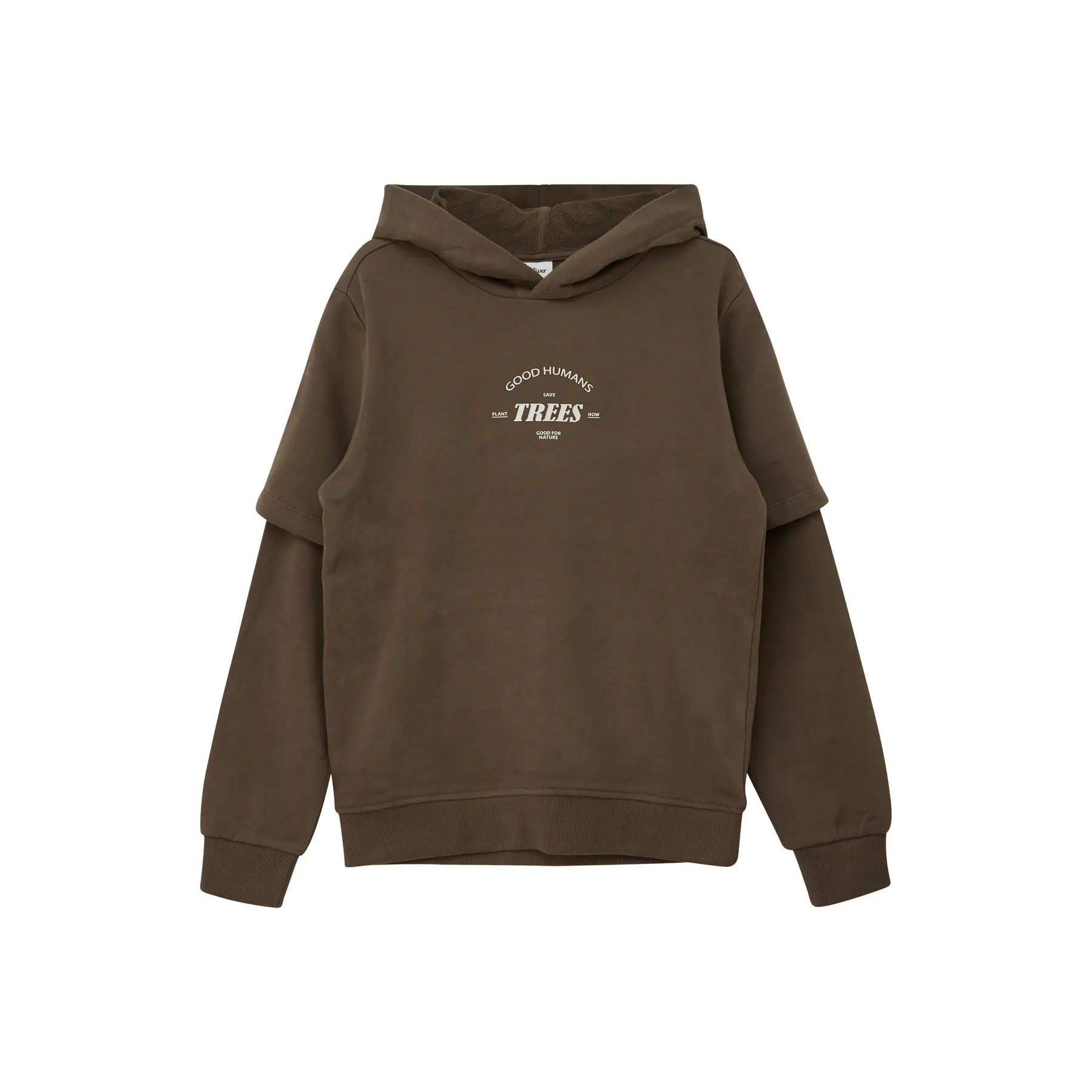 Felpa con cappuccio effetto sovrapposto con stampa dettagliata e interno spazzolato bambino s.Oliver