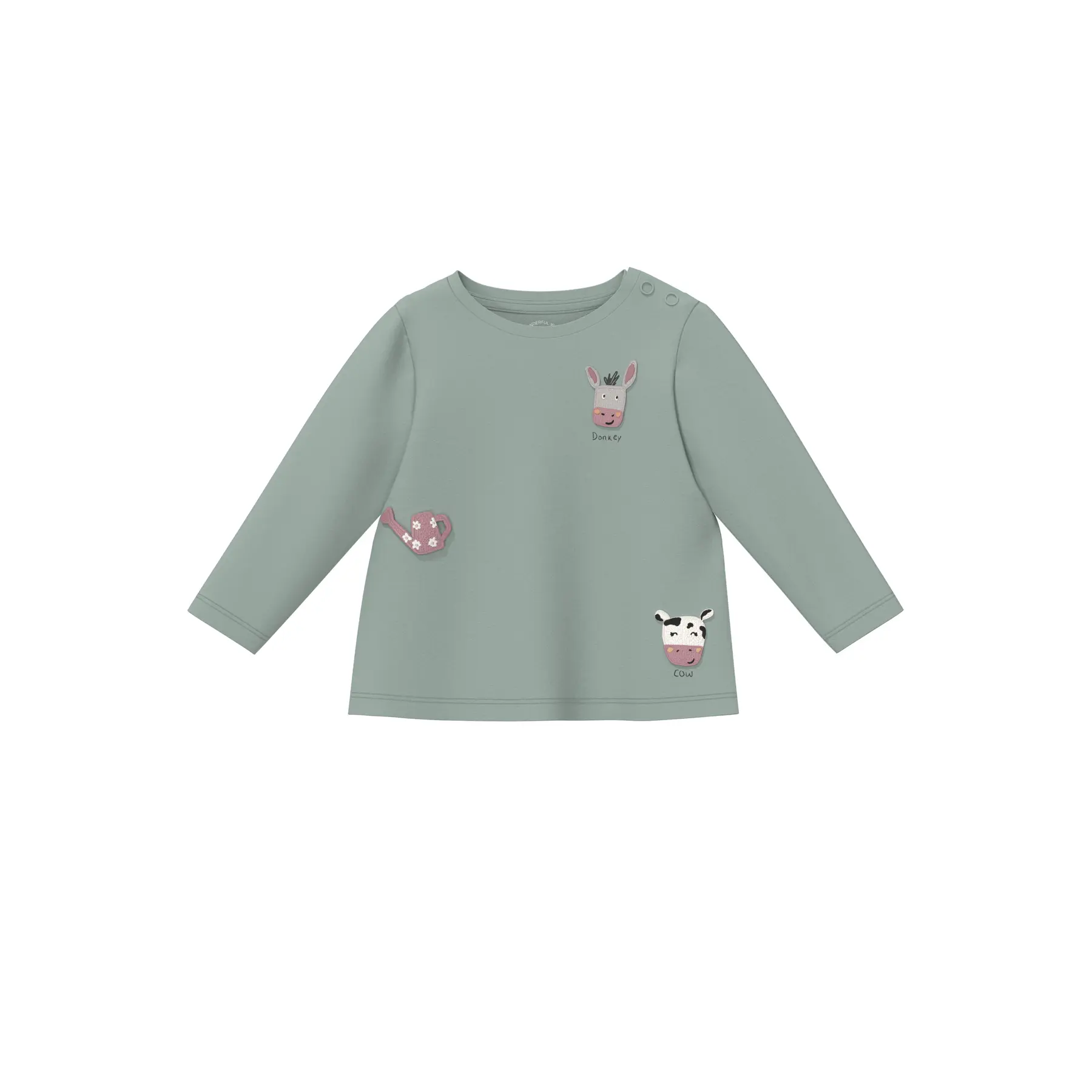 Langarm-T-Shirt im trapezförmigen Schnitt mit gestickten Patches und Druckknöpfen für Säuglinge s.Oliver