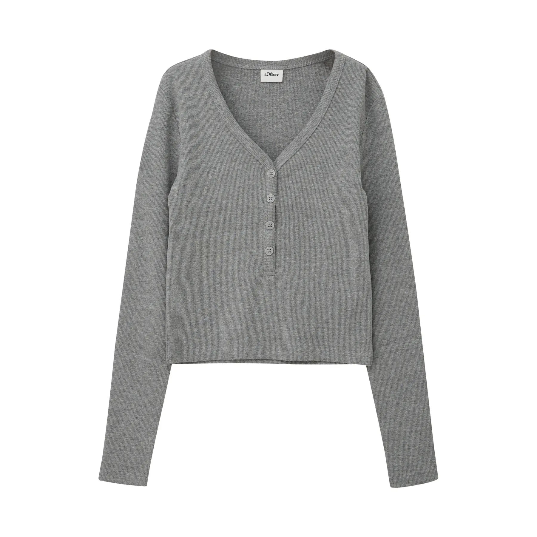 T-shirt corto in maglia a costine con patta di bottoni decorativa bambina s.Oliver