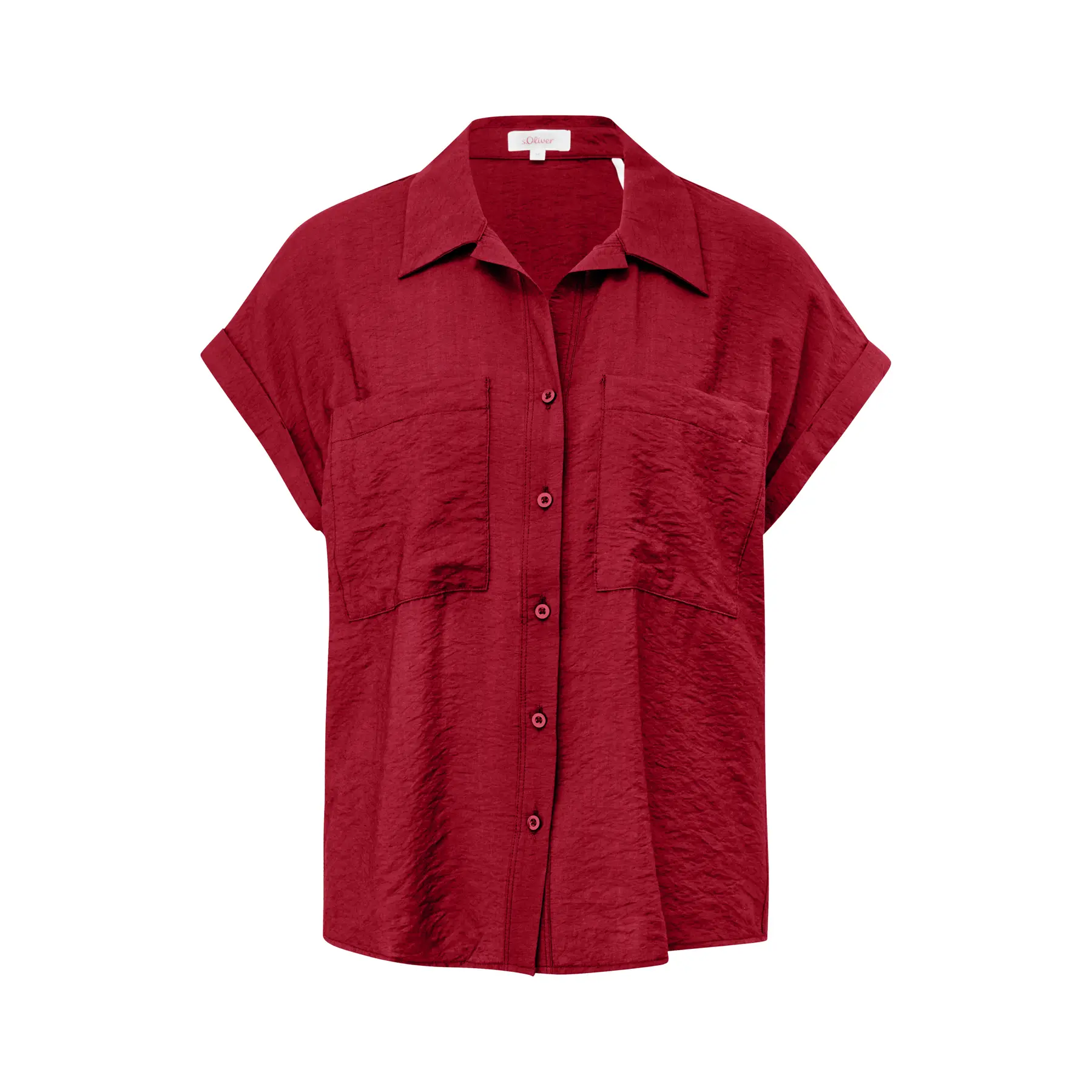Blusa con tasca applicata, viscosa mista texturizzata donna