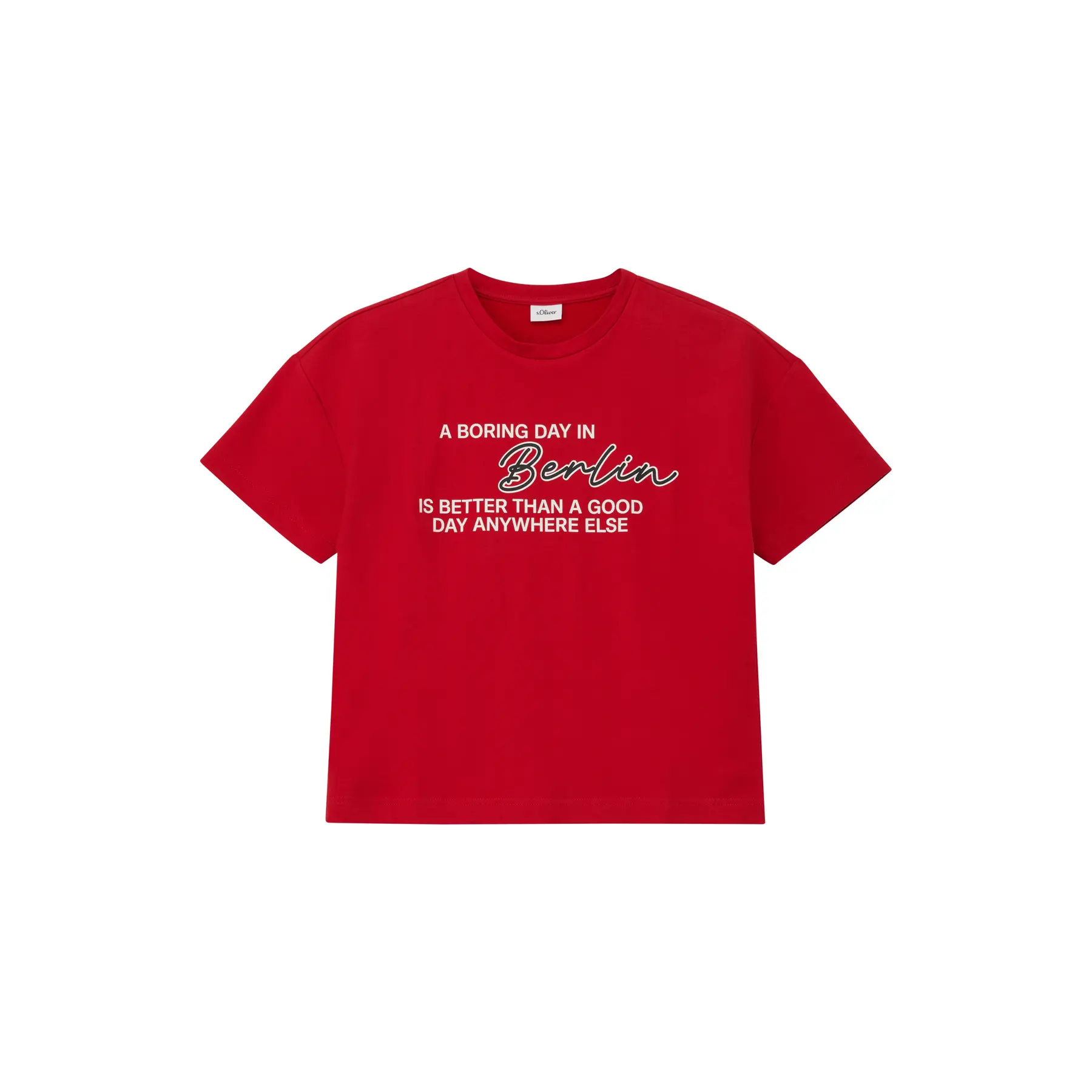 T-Shirt mit gerade geschnittenem Ausschnitt und Mädchen-Print s.Oliver