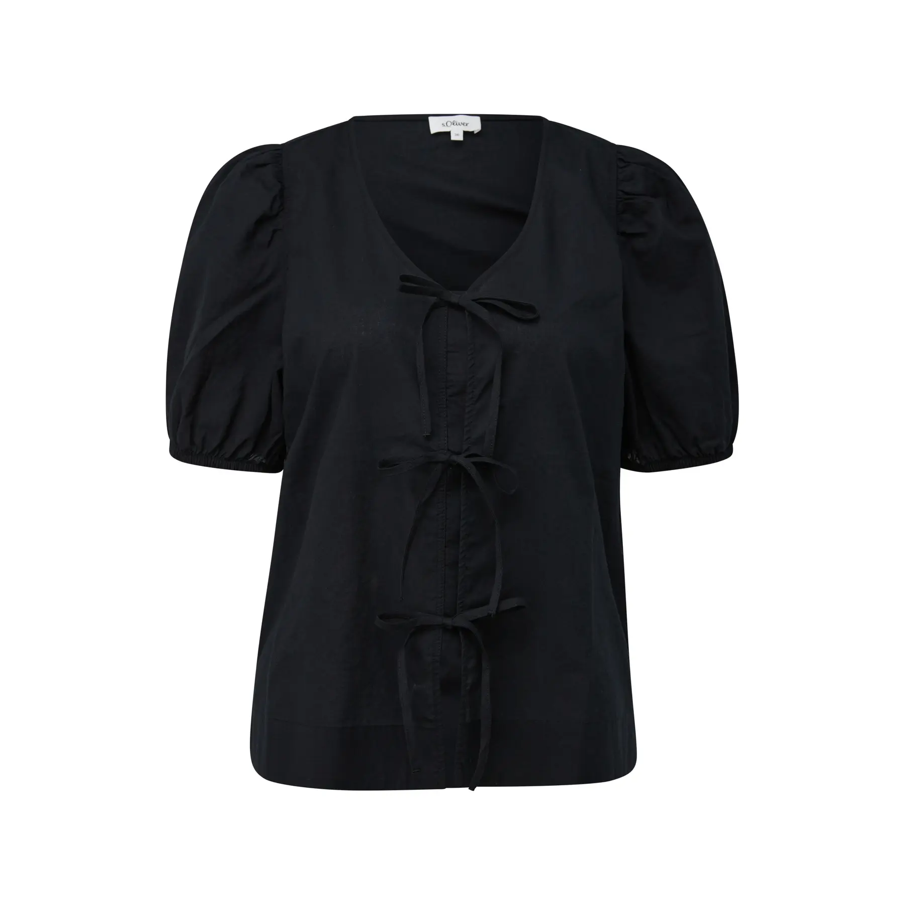 Blusa in cotone con scollo a v e maniche a sbuffo donna s.Oliver
