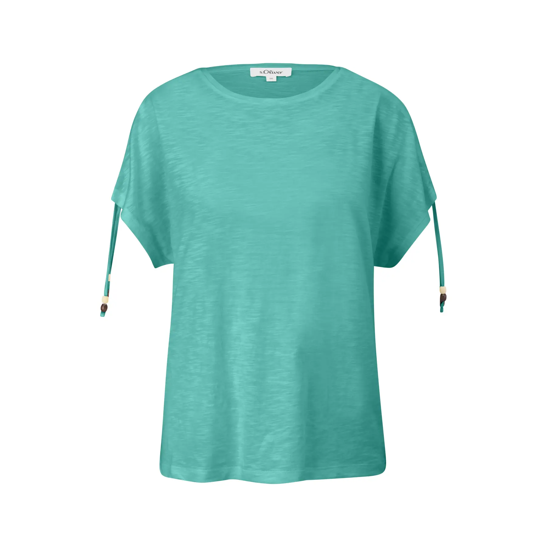 T-Shirt mit Flammengarnstruktur und Raffung für Damen s.Oliver
