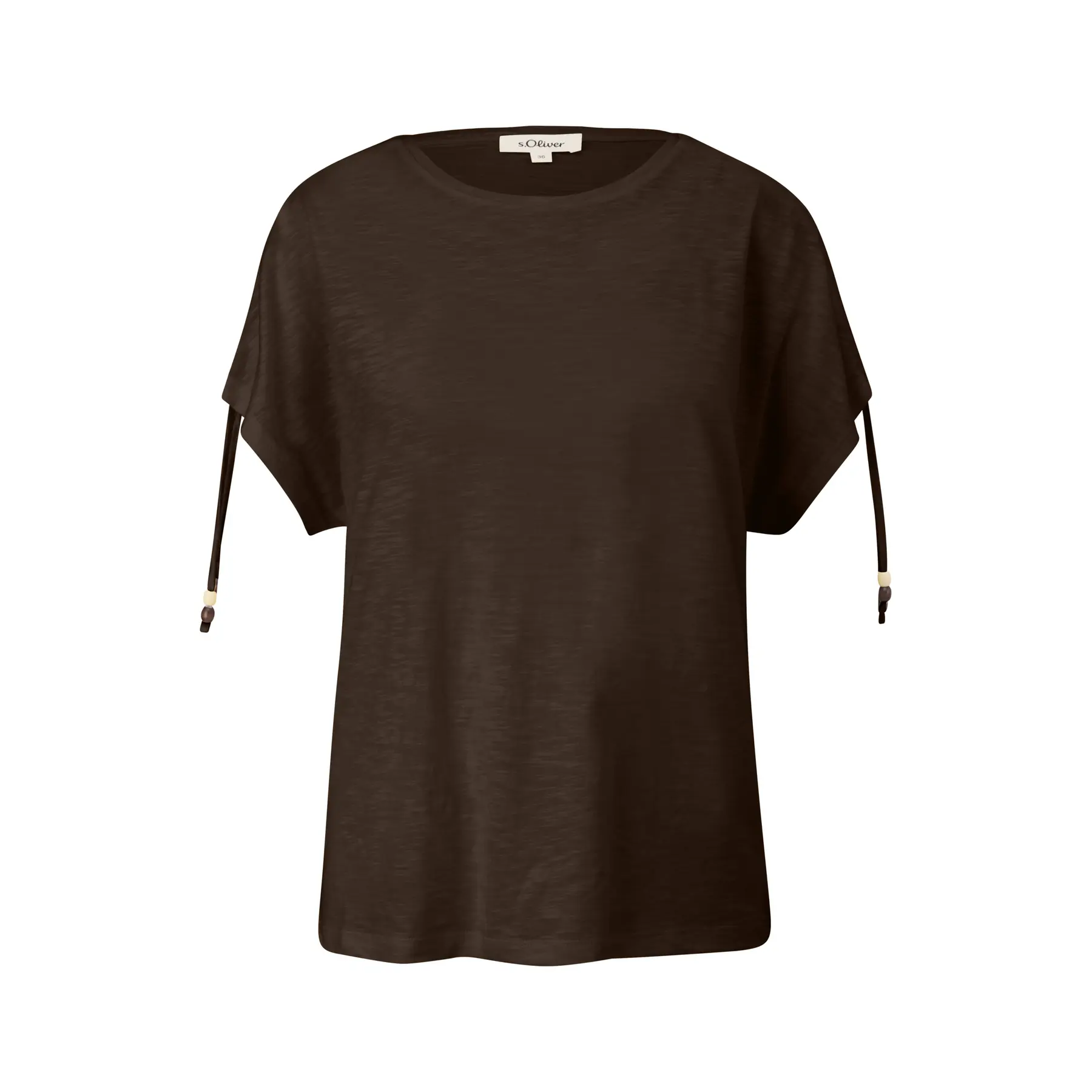 T-Shirt mit Flammengarnstruktur und Raffung für Damen s.Oliver