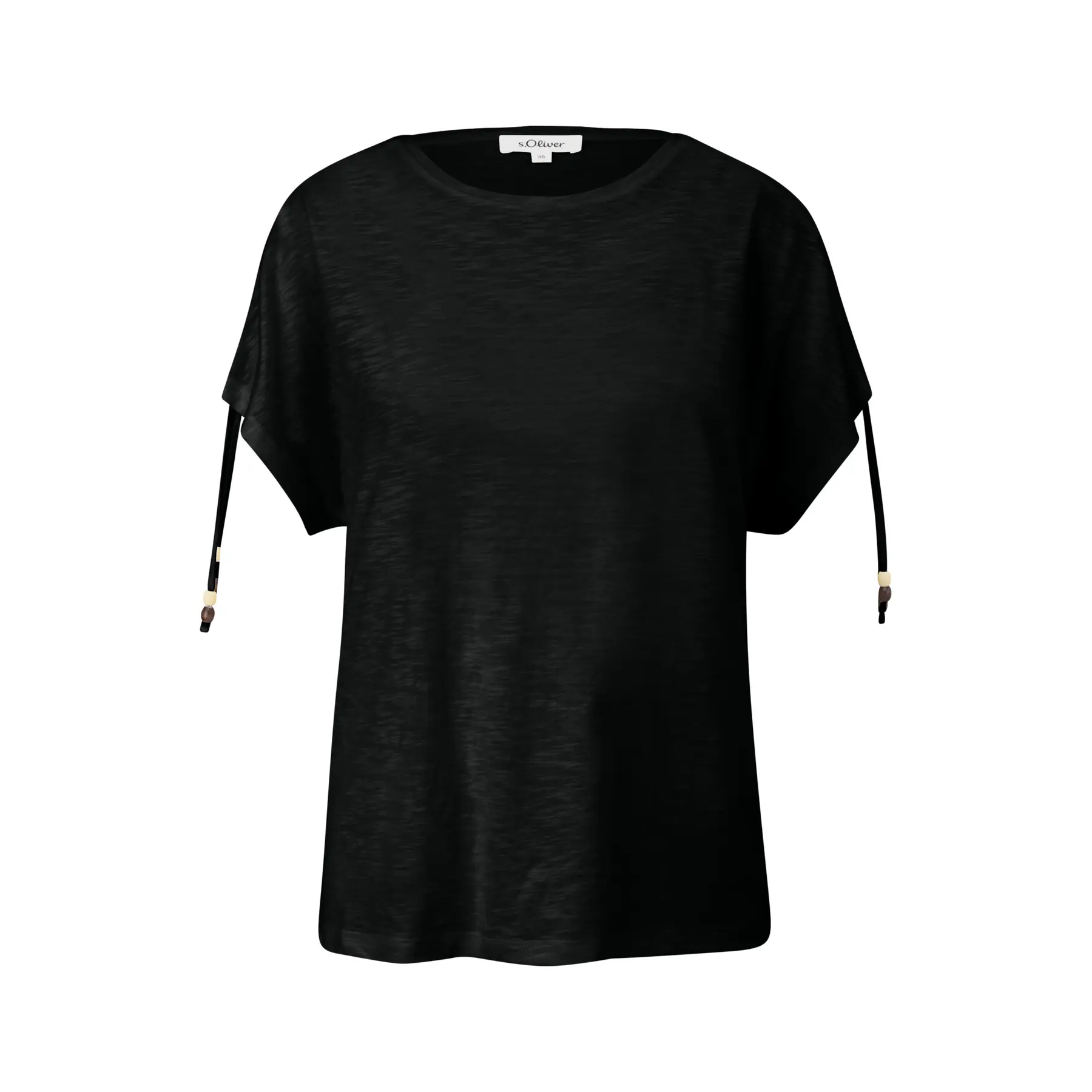 T-Shirt mit Flammengarnstruktur und Raffung für Damen s.Oliver