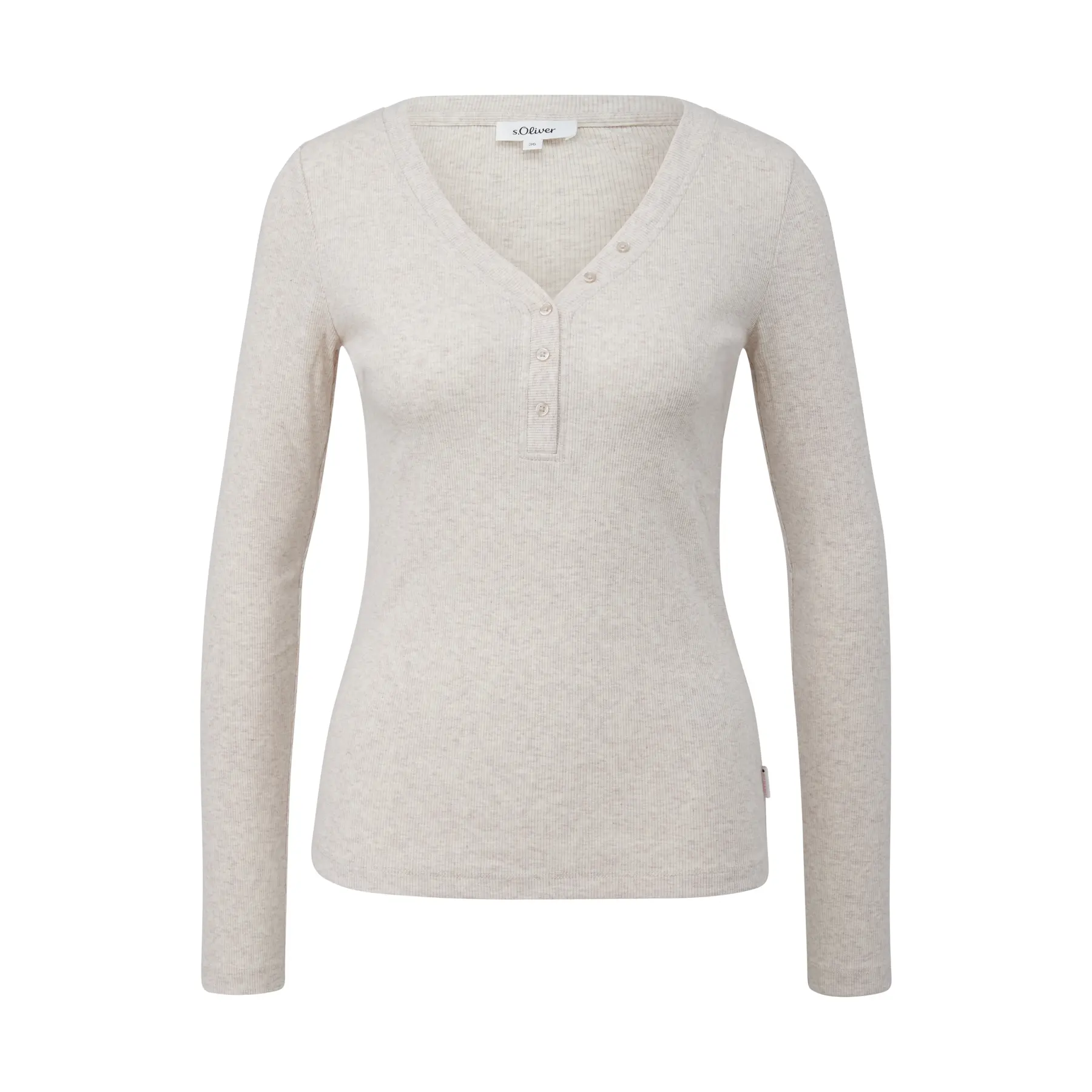 T-Shirt aus geripptem Jersey mit Henley-Ausschnitt für Damen s.Oliver