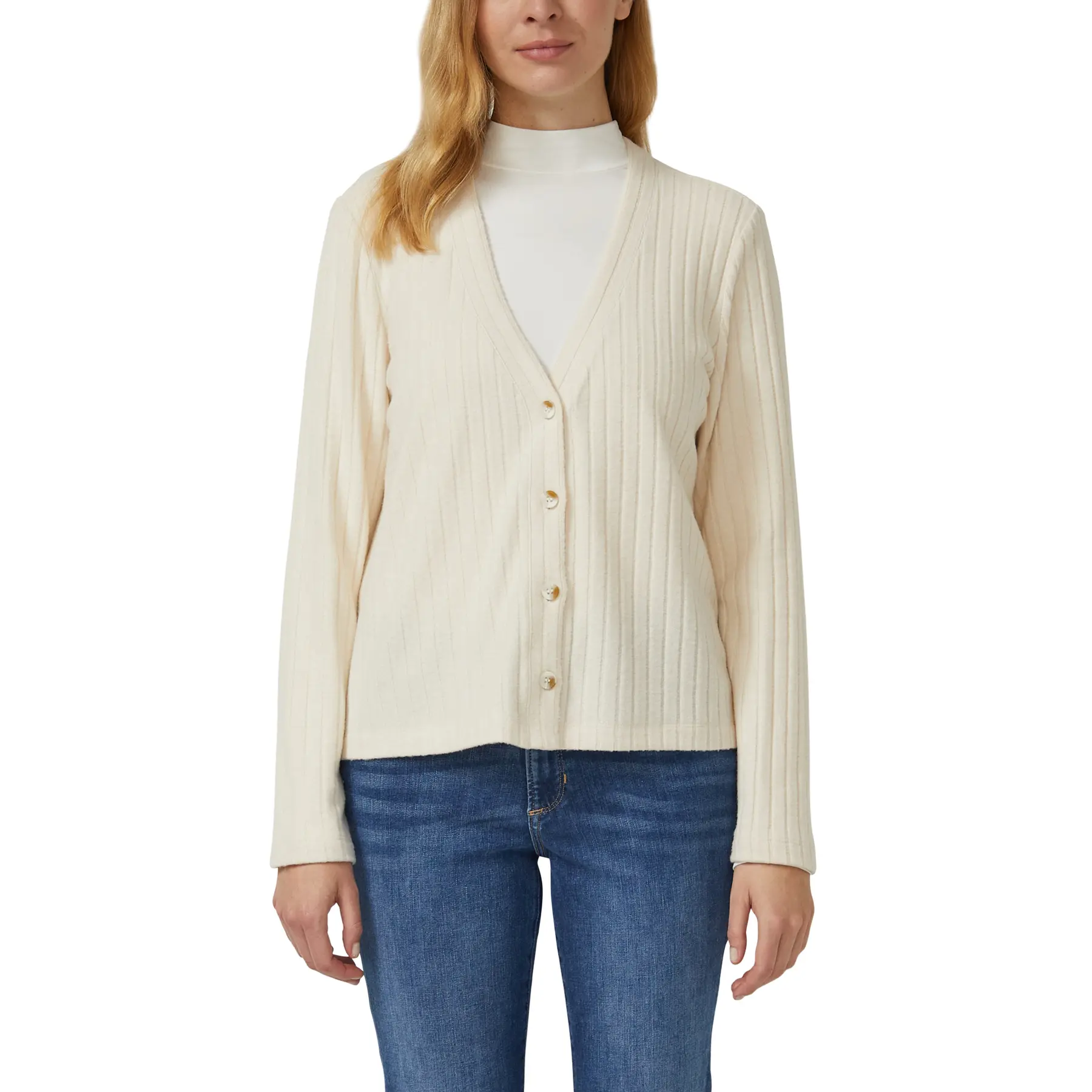 Cardigan legger in jersey a maglia spazzolata donna