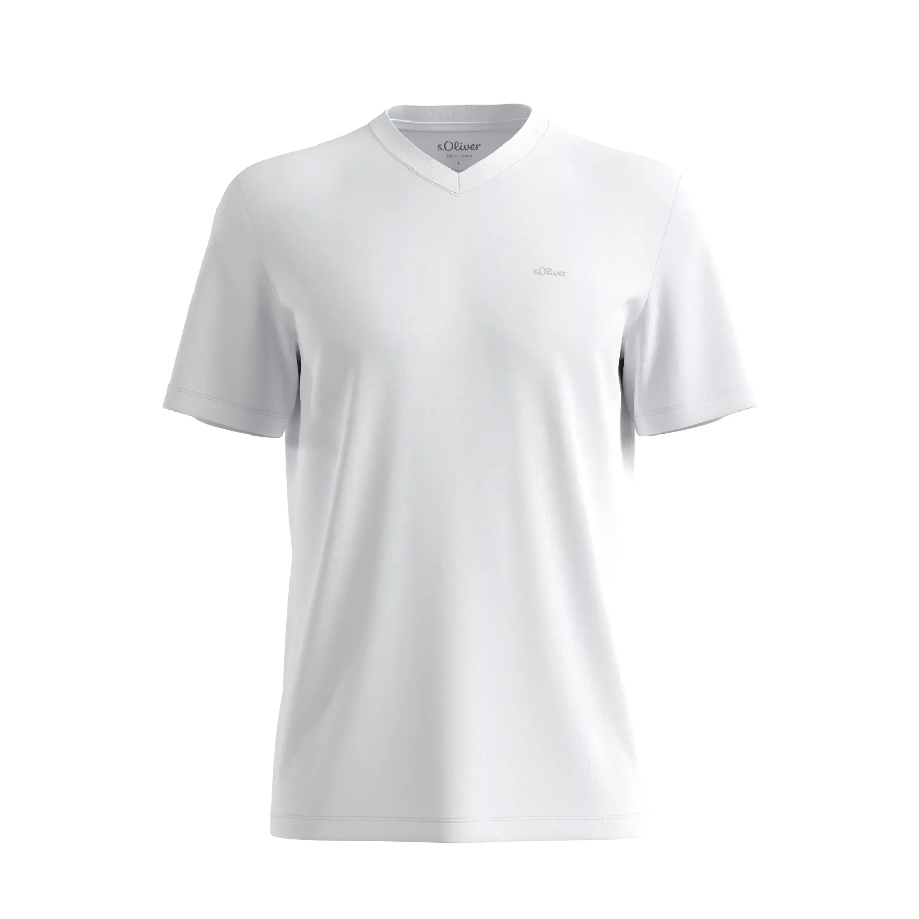 Basis T-shirt met V-hals met logo opdruk s.Oliver