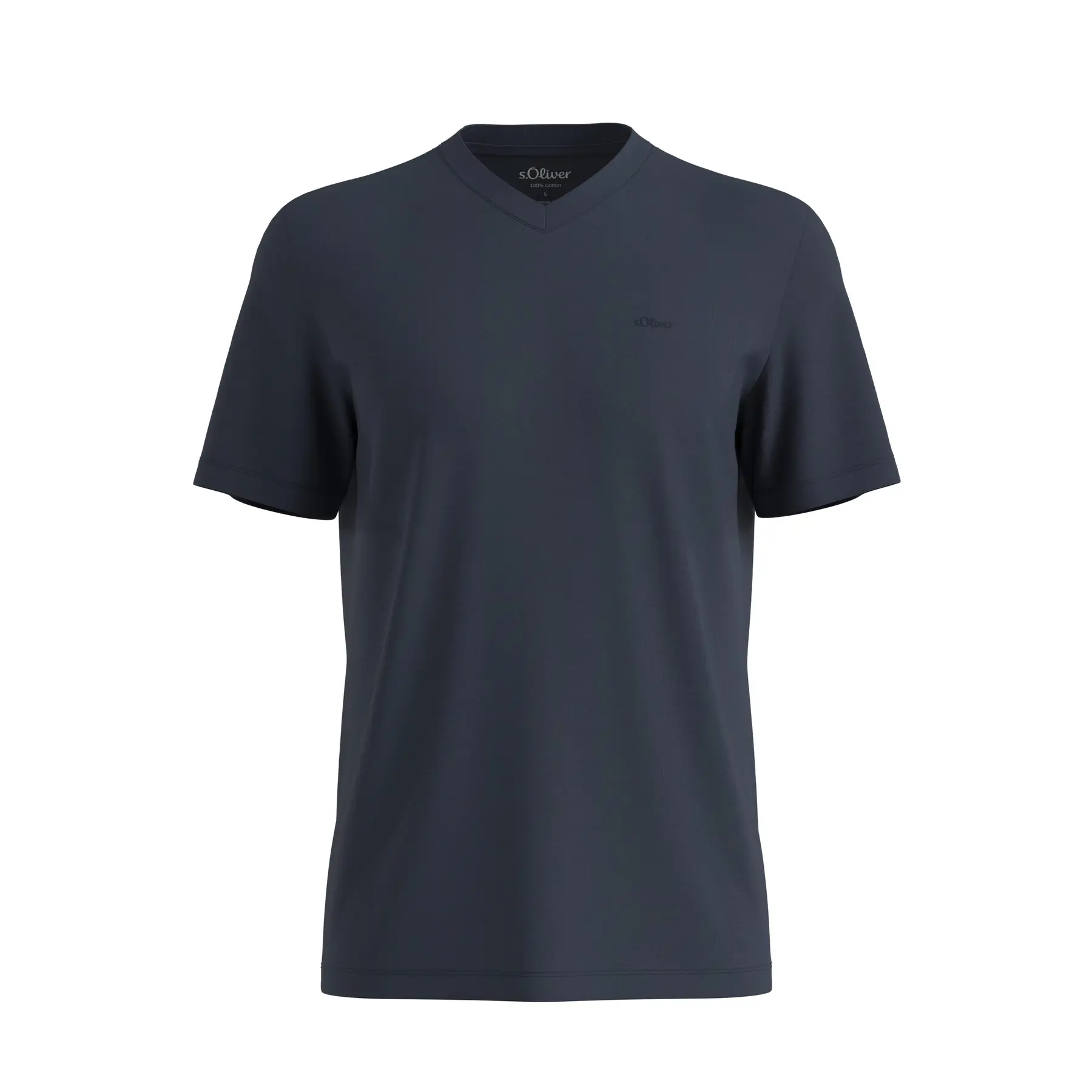 Basis T-shirt met V-hals met logo opdruk s.Oliver