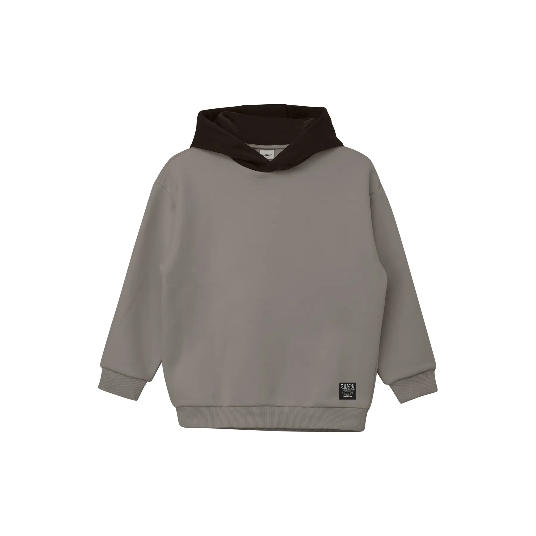 Oversize Sweatshirt mit kontrastierender Kapuze und Druck auf der Rückseite, innen angeraut für Kinder s.Oliver