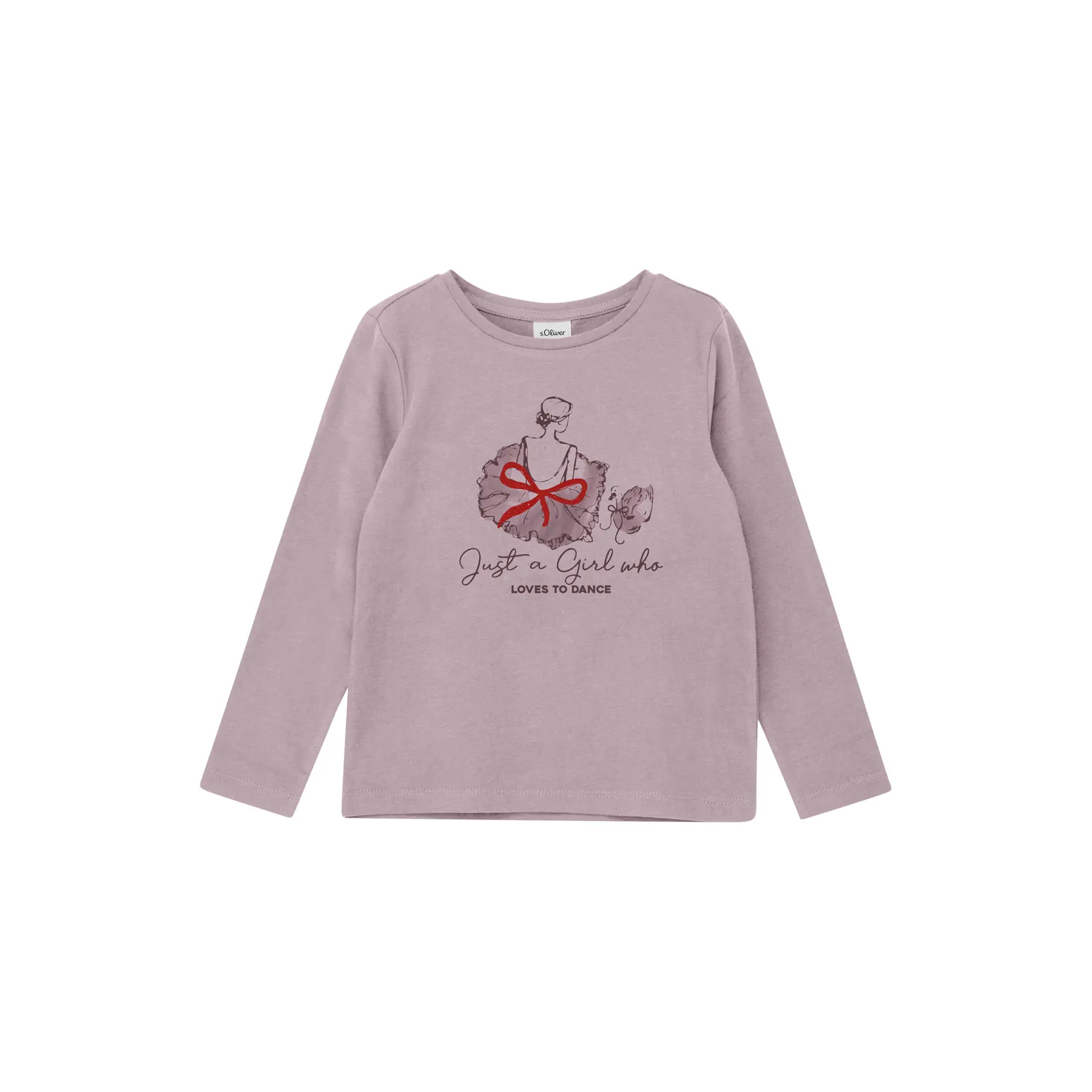 Langarm-T-Shirt mit glitzerndem Aufdruck, lockere Passform, Mädchen s.Oliver