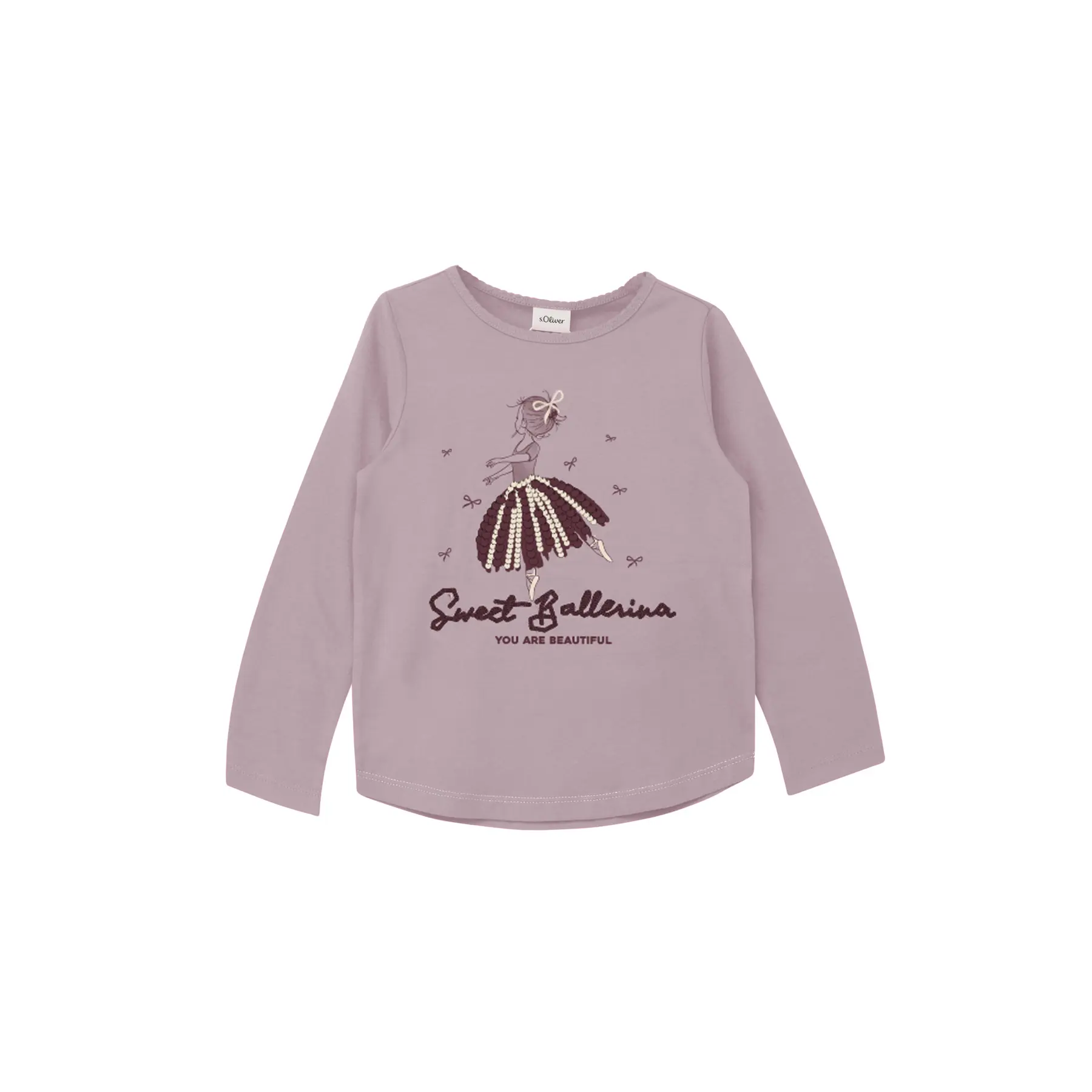 Langarmshirt aus glänzendem Garn mit Pailletten und abgerundetem Saum für Mädchen s.Oliver