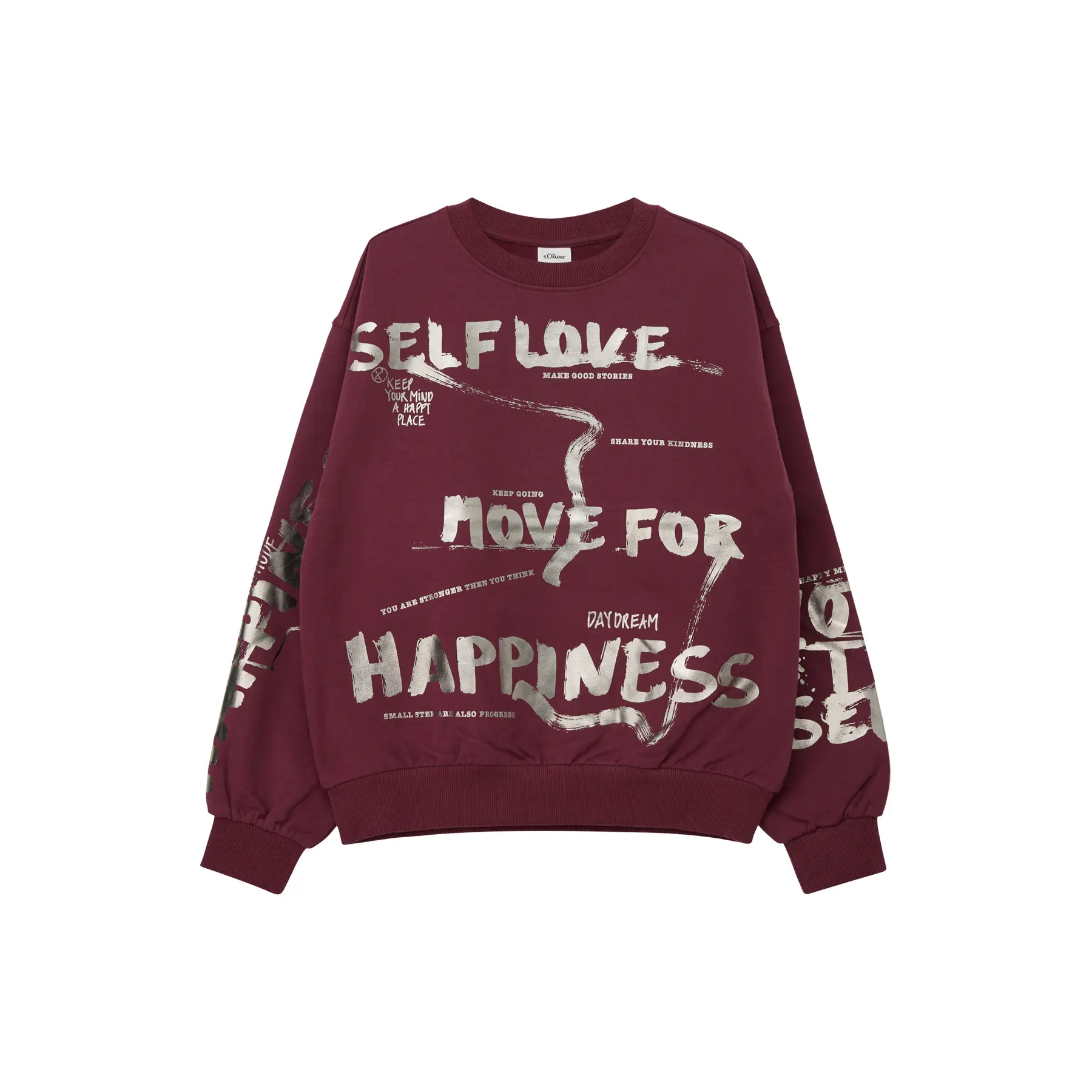 Oversize Sweatshirt mit All-Over-Print und metallischem Druck, gebürstetes Innenfutter für Mädchen s.Oliver