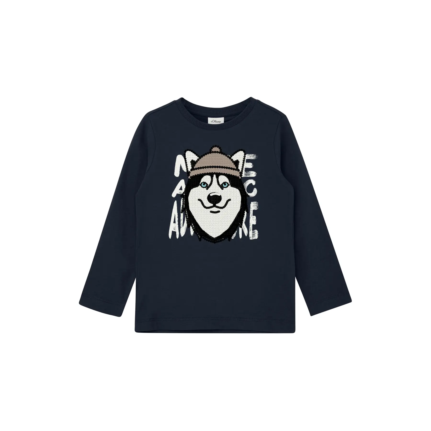 Langarm-T-Shirt mit glitzerndem Druck vorne Kind s.Oliver