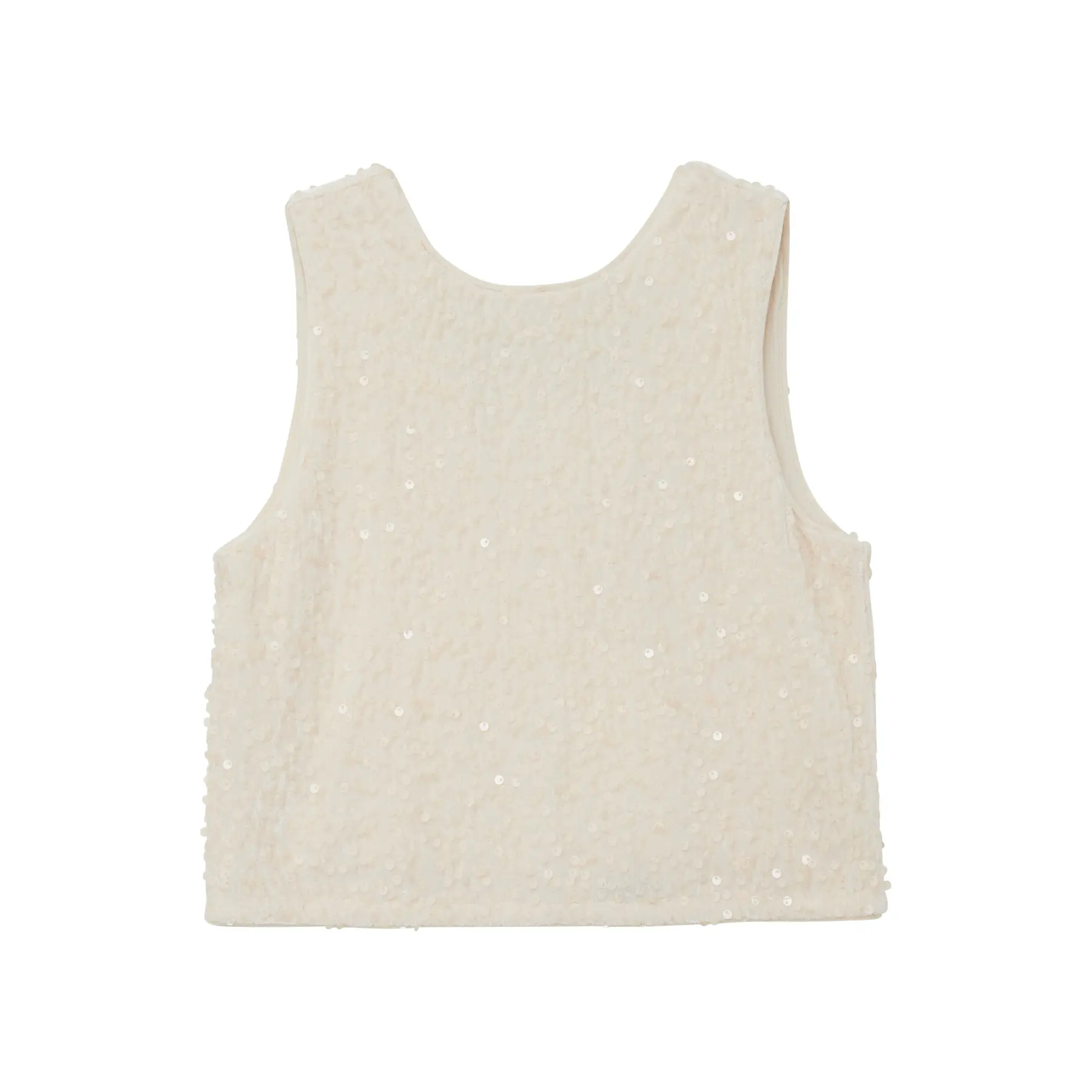 Kurze Bluse mit weichen Pailletten und geschnittenem, gebundenem Rücken Mädchen s.Oliver