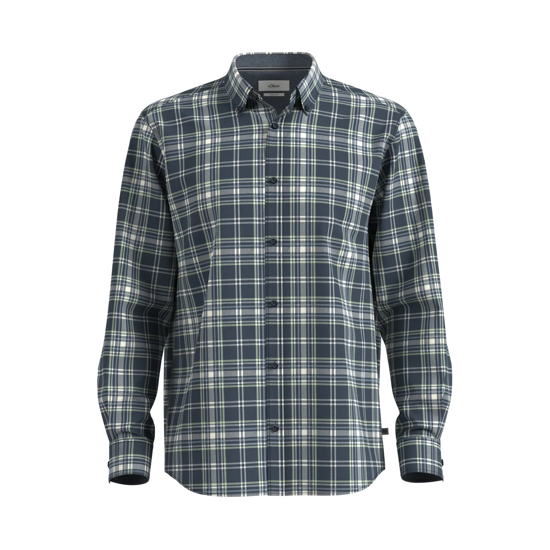 Kariertes Baumwollhemd mit Button-Down-Kragen s.Oliver
