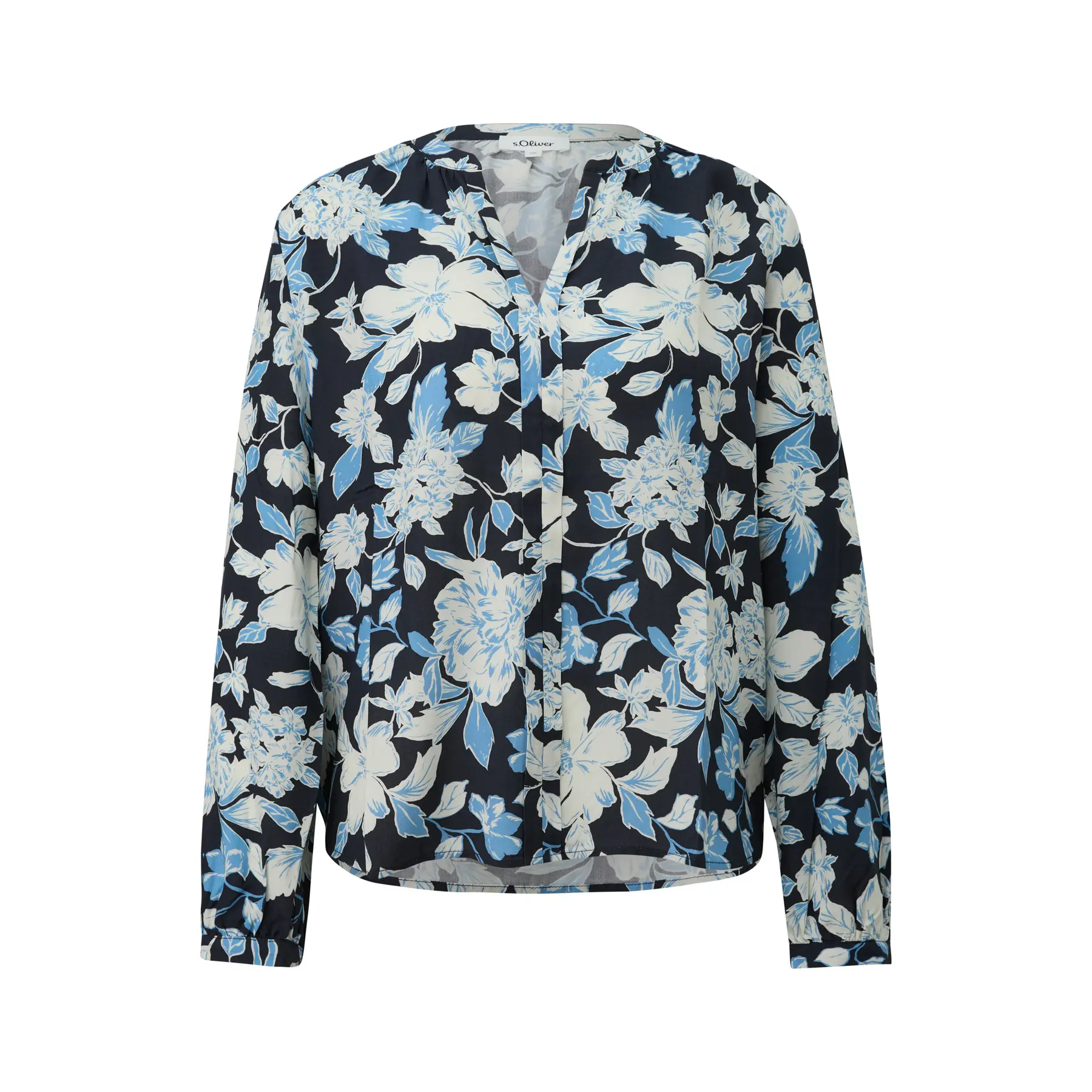 Blusa fluida in viscosa con arricciature e motivo integrale donna