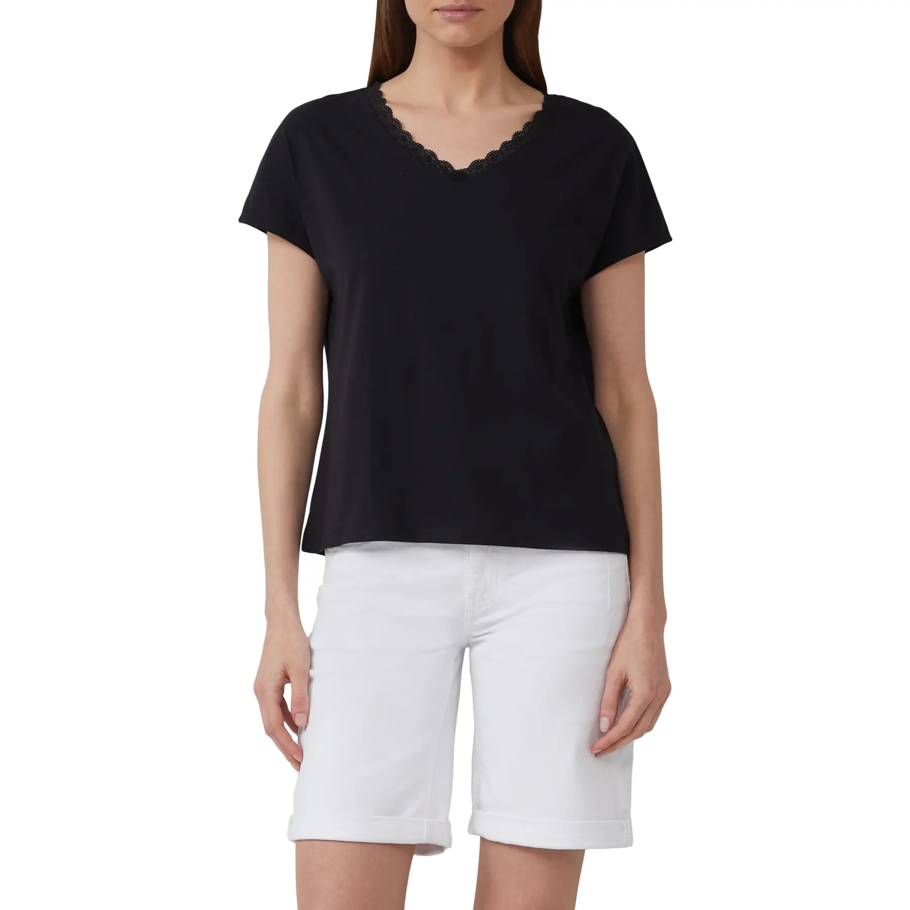 T-shirt in misto modal e pizzo donna