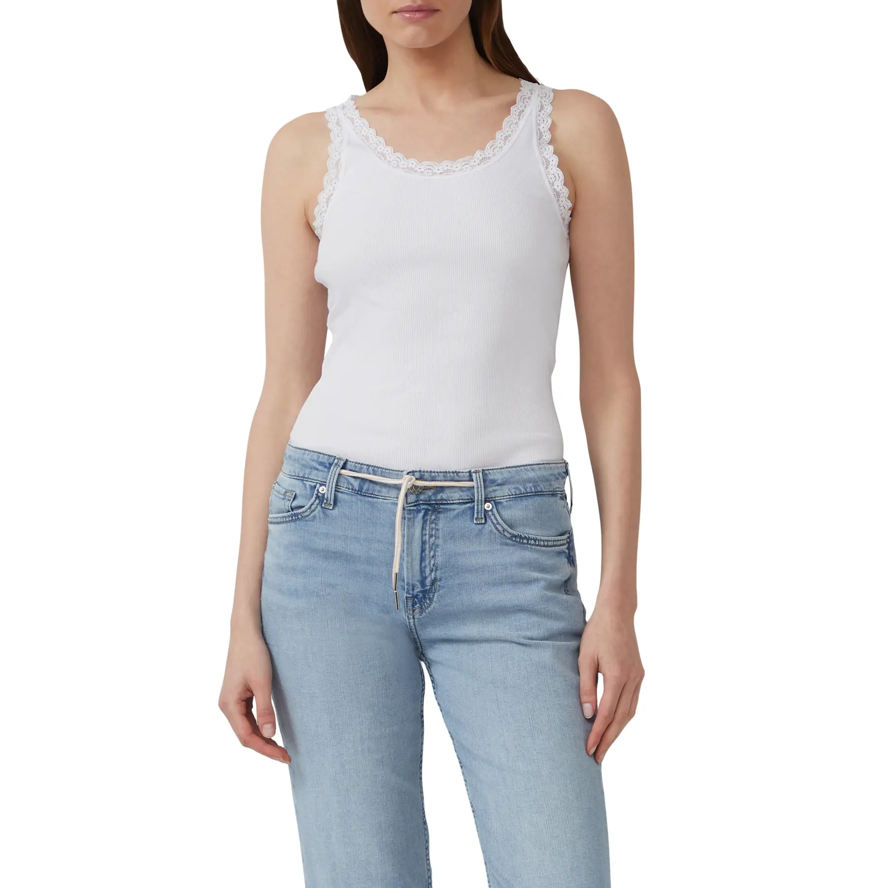 Top a costine slim fit in pizzo donna