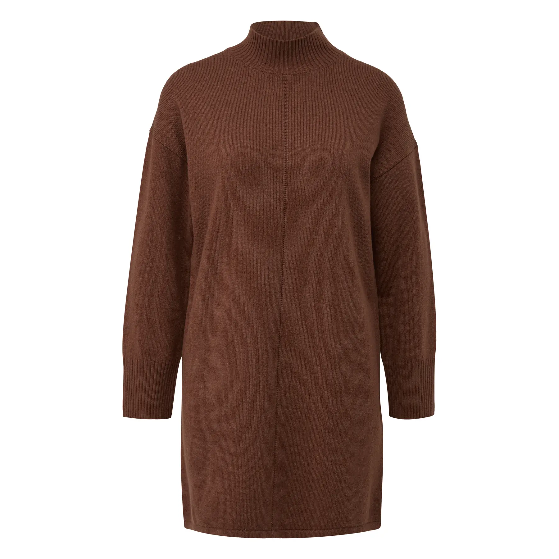 Abito corto in maglia con colletto alto donna