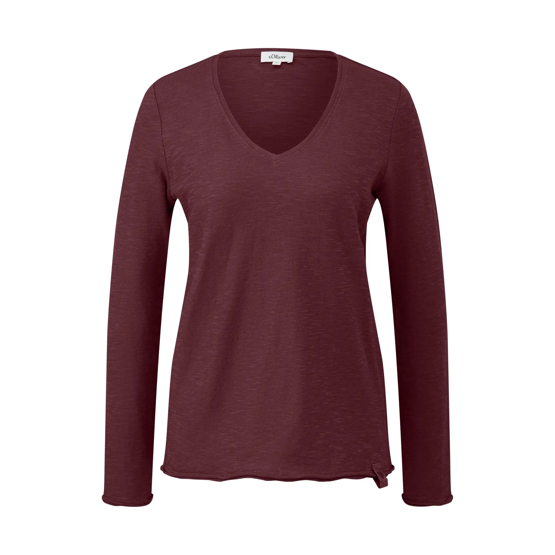T-shirt van jersey met V-hals en artwork patch aan de onderkant dames s.Oliver