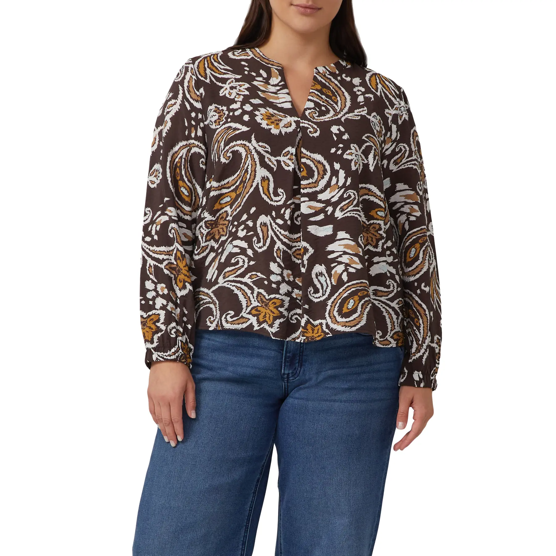 Blusa tunica leggera con stampa floreale all-over donna