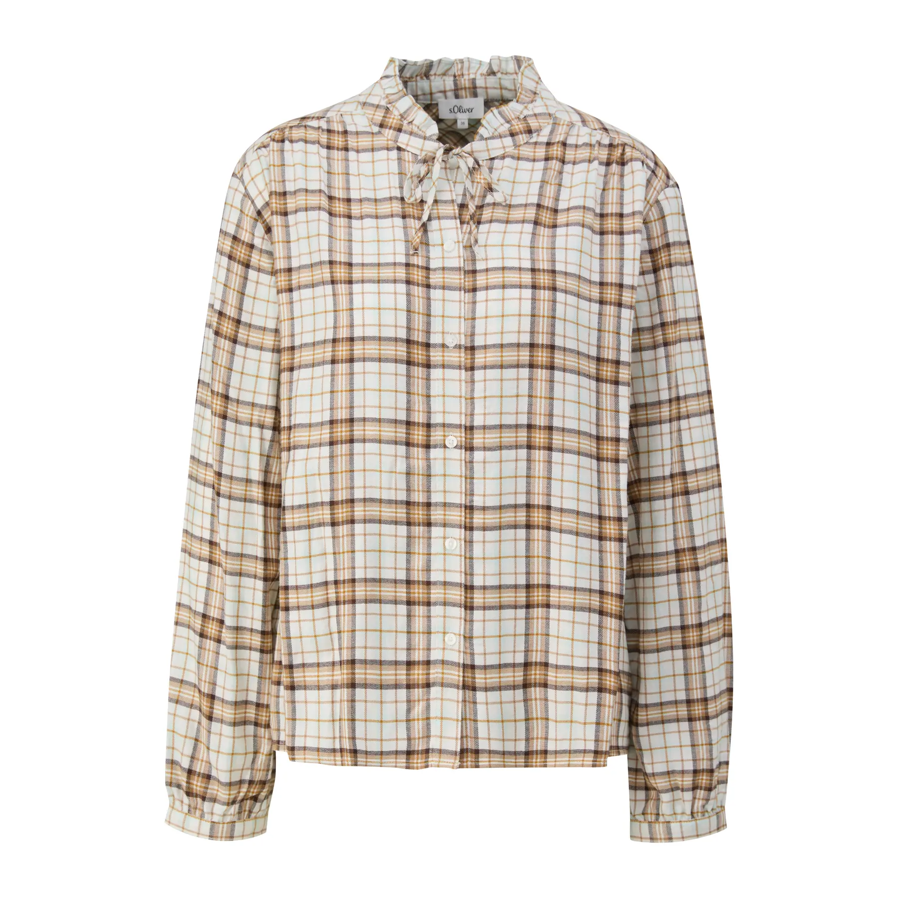 Blusa a quadri Relaxed Fit con colletto a volant donna