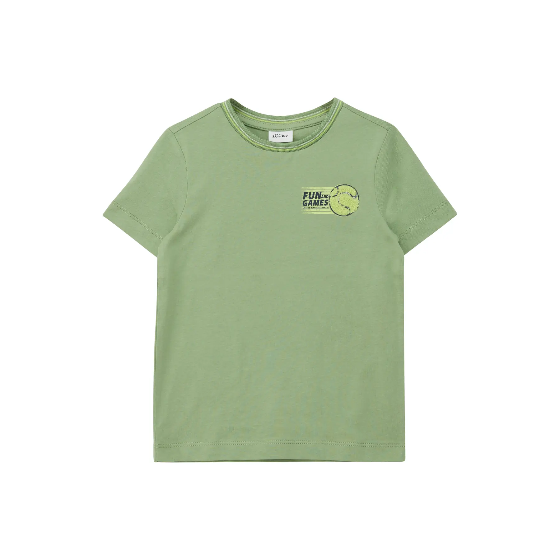 T-Shirt mit Bärenstickerei und Streifendetails für Kinder s.Oliver