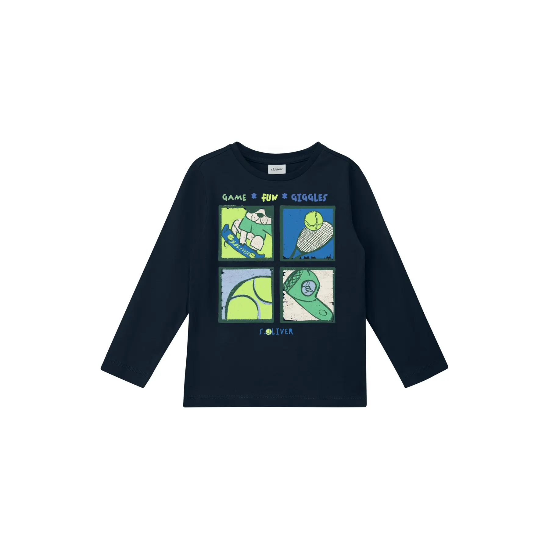T-shirt dritto a maniche lunghe con stampa davanti bambino s.Oliver