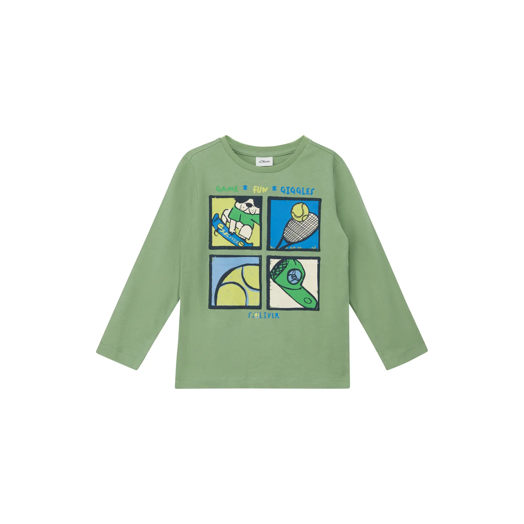 T-shirt dritto a maniche lunghe con stampa davanti bambino s.Oliver