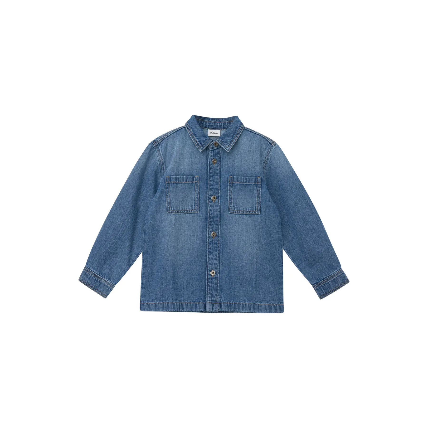 Chemise en denim avec effet usé et poches poitrine enfant s.Oliver Chemise en denim avec effet usé et poches poitrine enfant s.Oliver