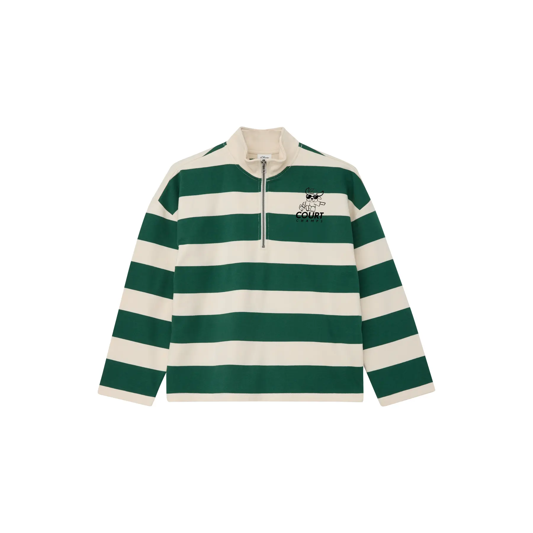 Gestreifter Oversize-Sweatshirt mit Druck auf der Vorder- und Rückseite für Kinder s.Oliver