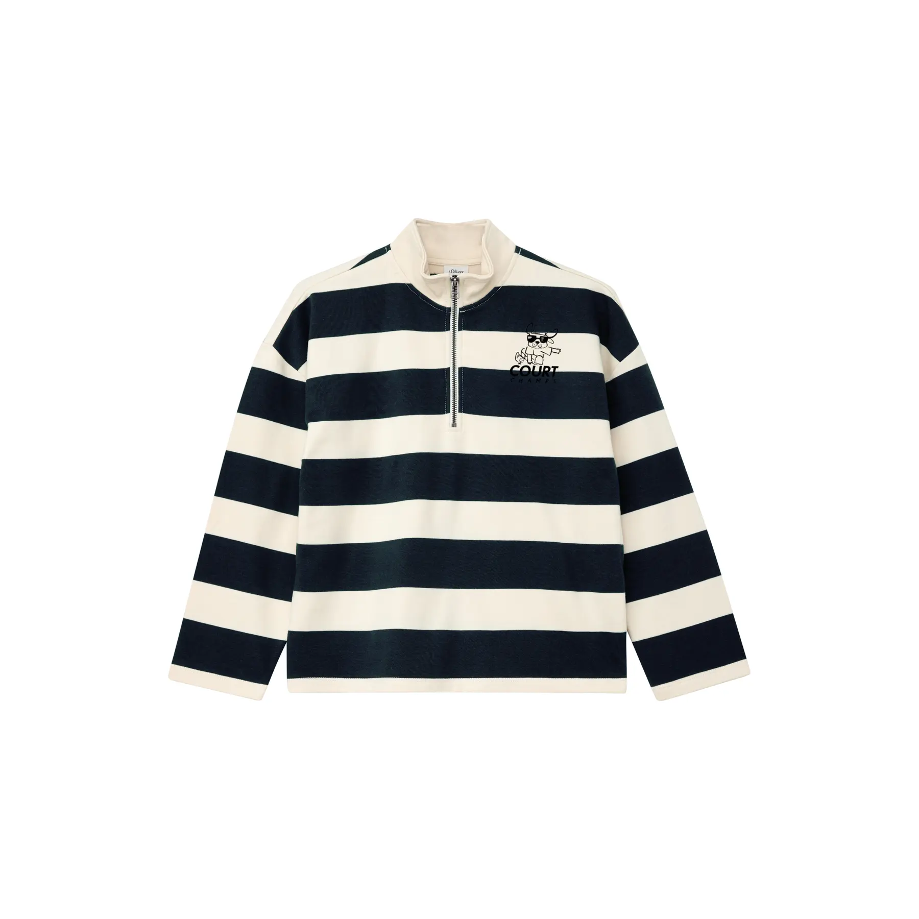 Gestreifter Oversize-Sweatshirt mit Druck auf der Vorder- und Rückseite für Kinder s.Oliver