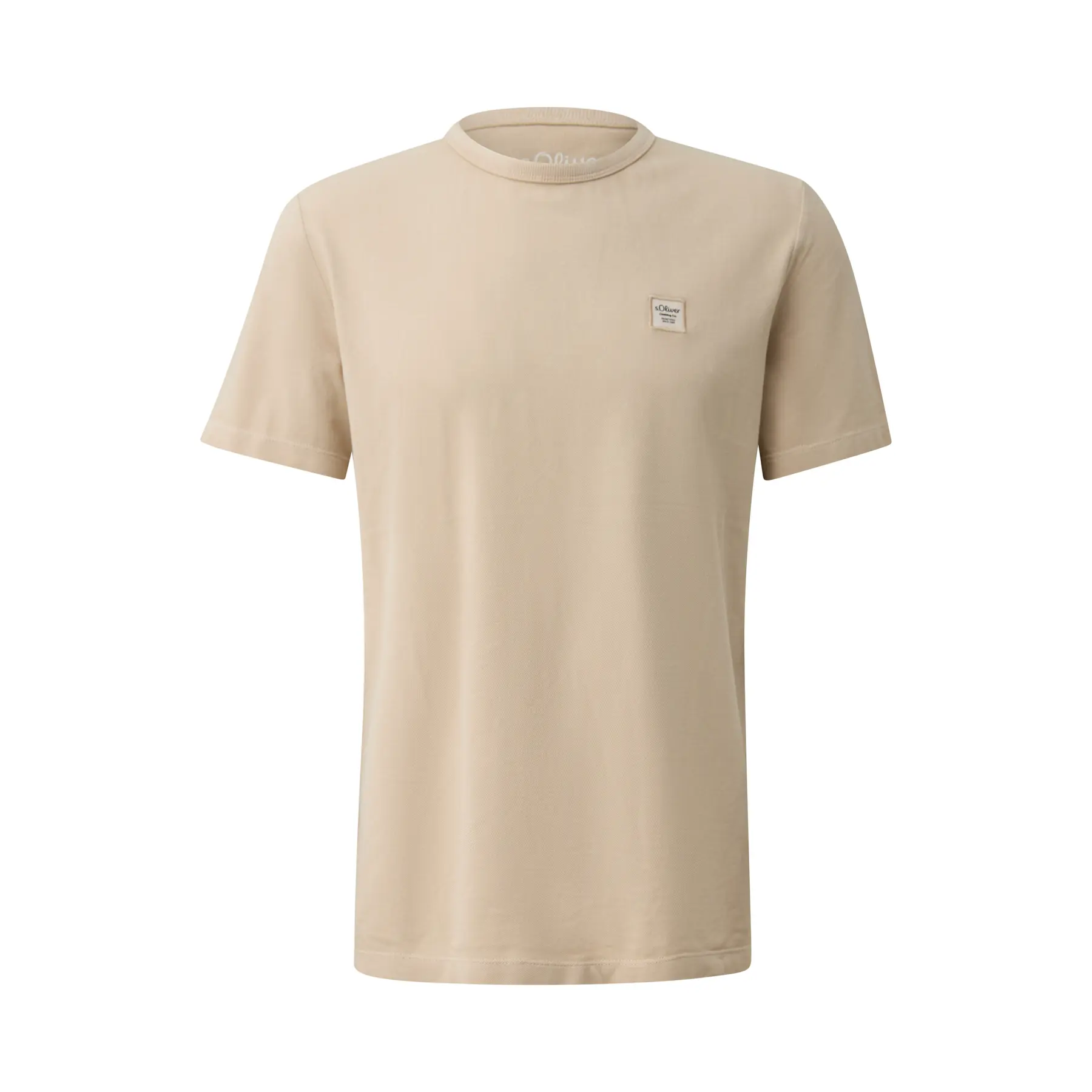T-shirt van katoenen piqué geverfd met logo s.Oliver