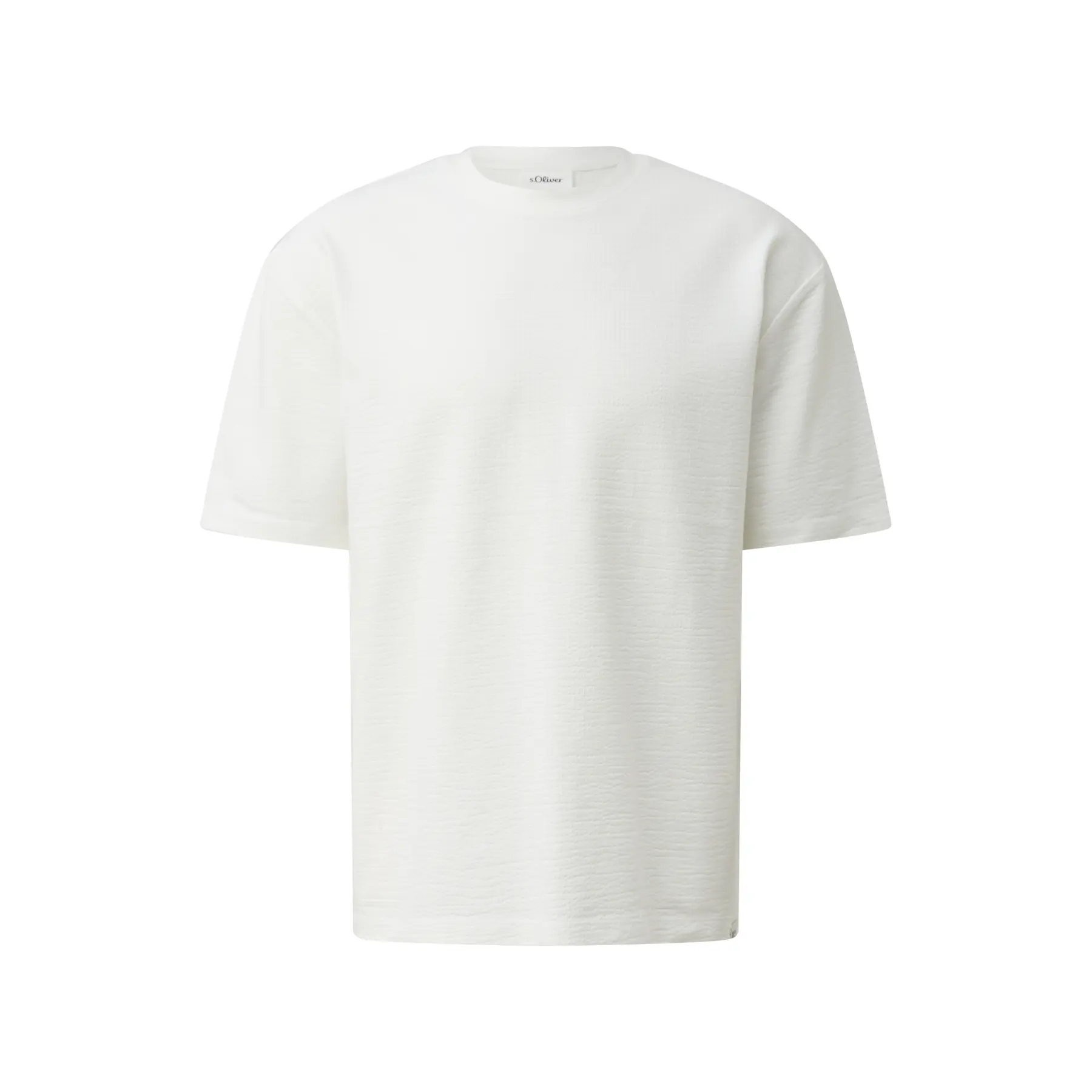 Texturiertes T-Shirt aus Baumwollmischung mit Logo und Rippenbordüre s.Oliver