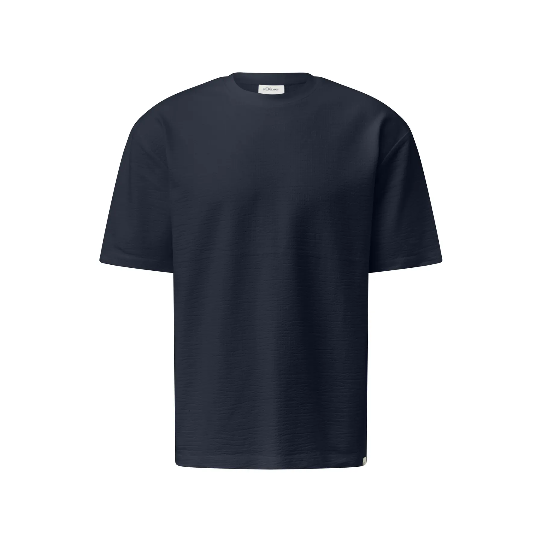 Texturiertes T-Shirt aus Baumwollmischung mit Logo und Rippenbordüre s.Oliver