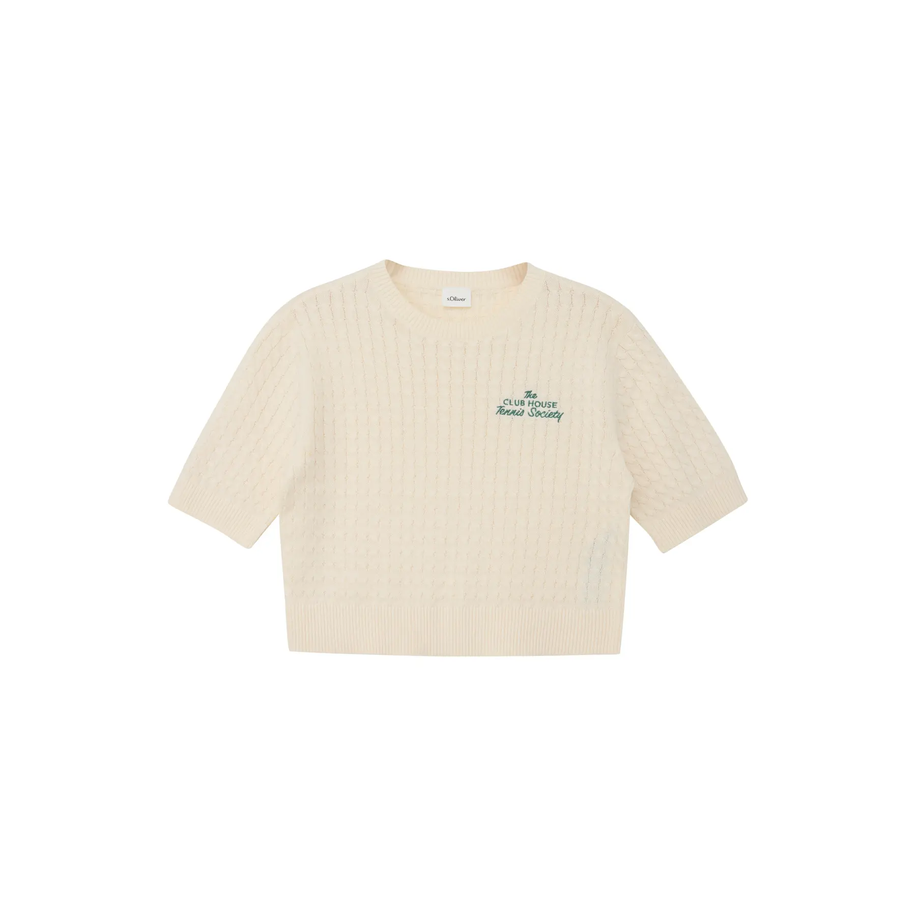 Pull en maille à manches courtes avec torsades et broderie fille s.Oliver Pull en maille à manches courtes avec torsades et broderie fille s.Oliver