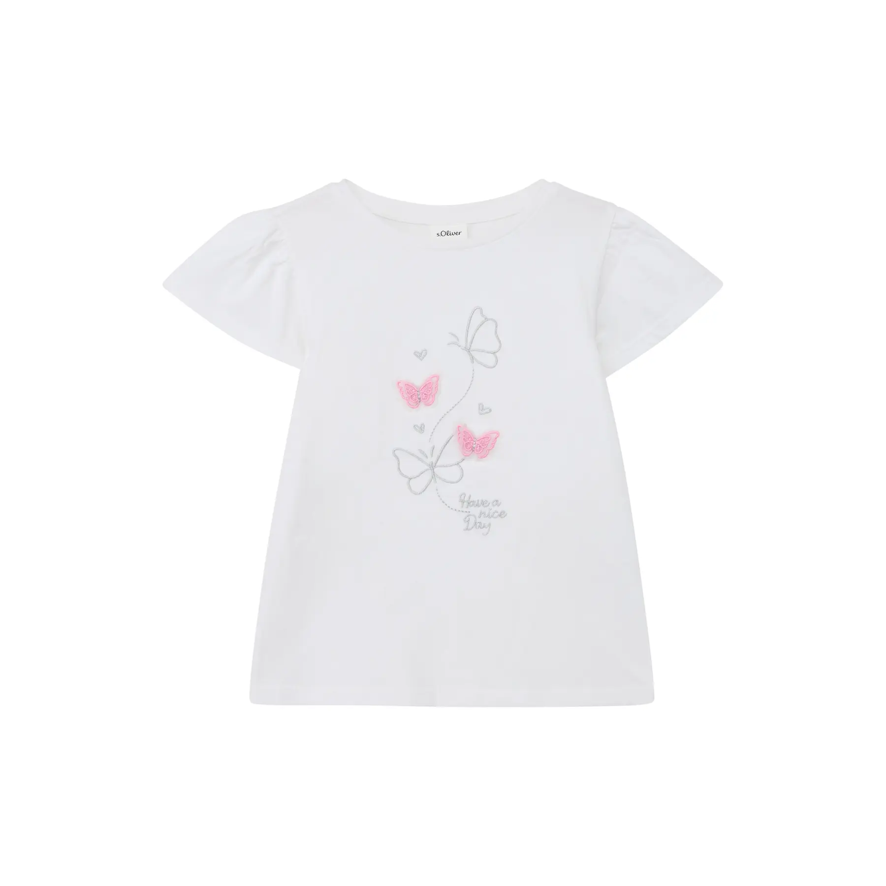 T-shirt con maniche a volant e applicazione ragazza s.Oliver
