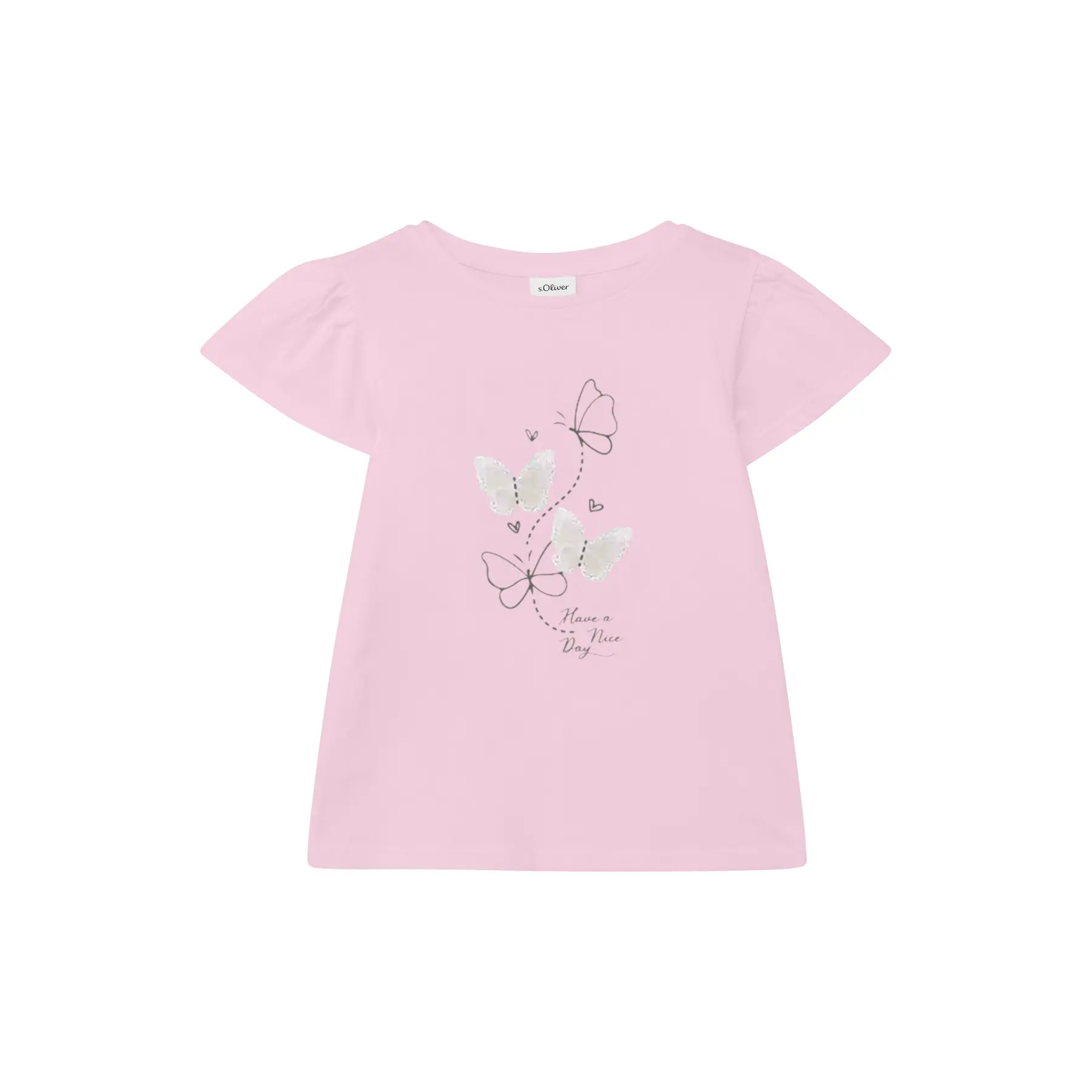 T-shirt con maniche a volant e applicazione ragazza s.Oliver