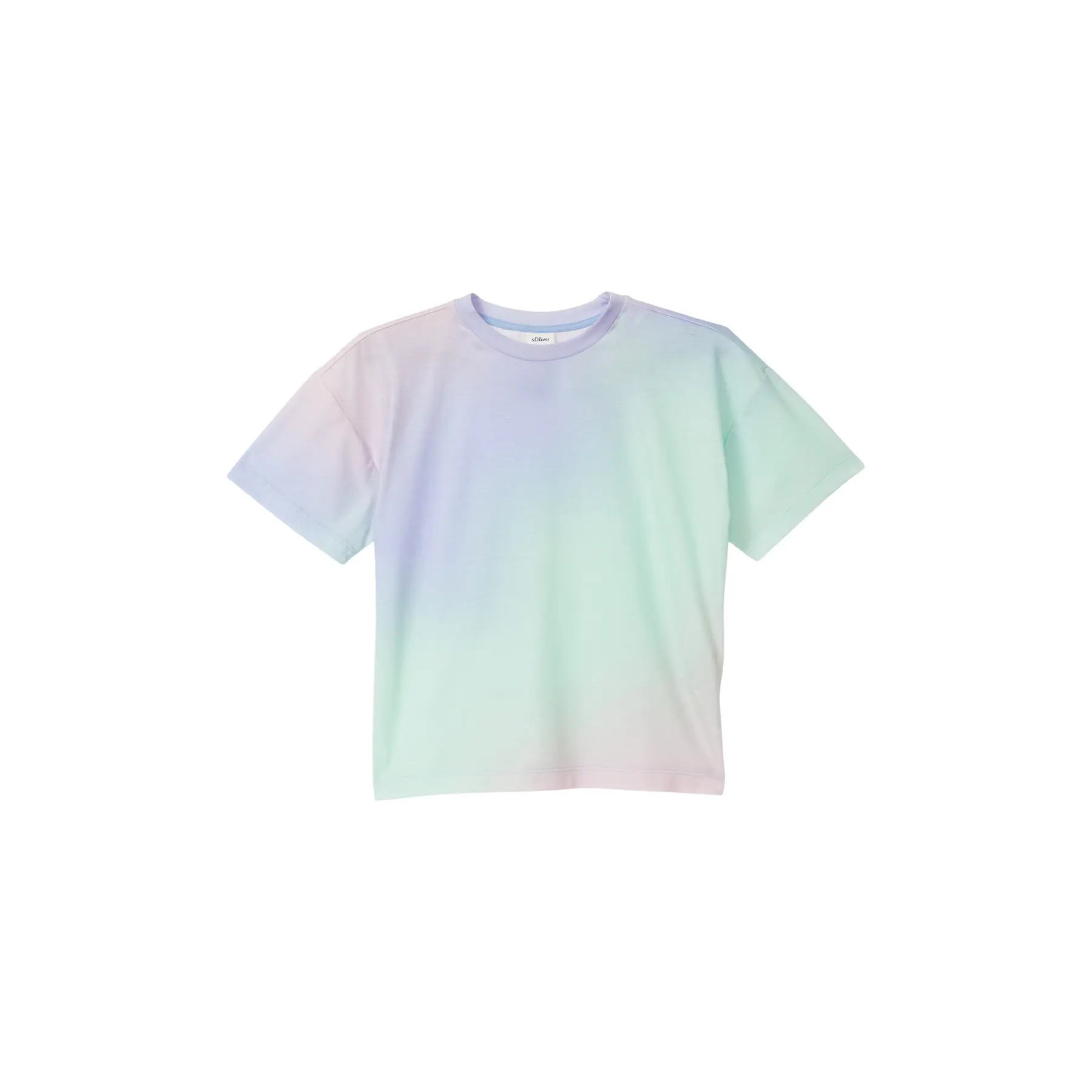 Quadratisches Kurzarm-T-Shirt mit Farbverlaufs-Sublimationsdruck für Mädchen s.Oliver