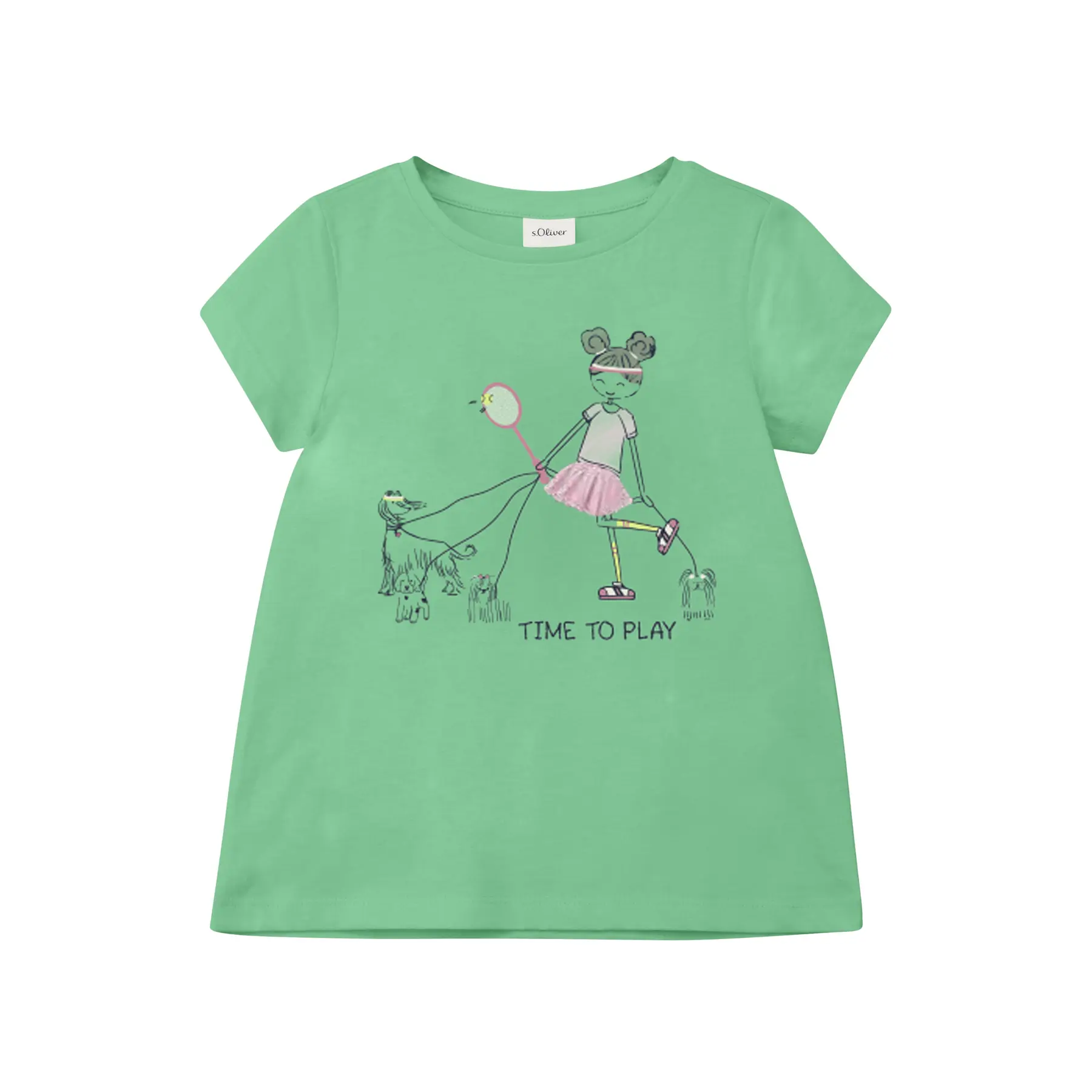 A-Form T-Shirt mit Glitzerprint und Applikation Mädchen s.Oliver