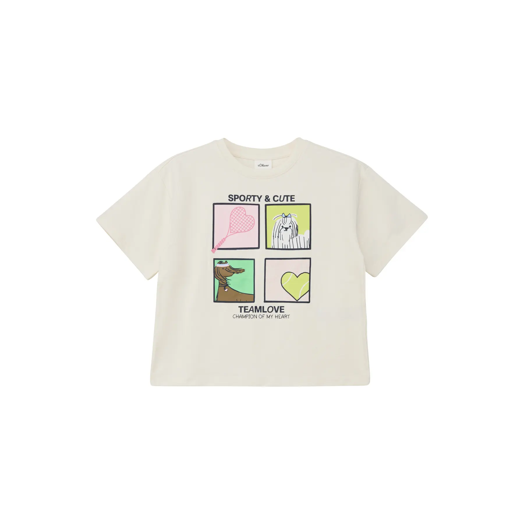 Oversize T-Shirt aus leichtem Fleece mit gummiertem Aufdruck vorne Mädchen s.Oliver
