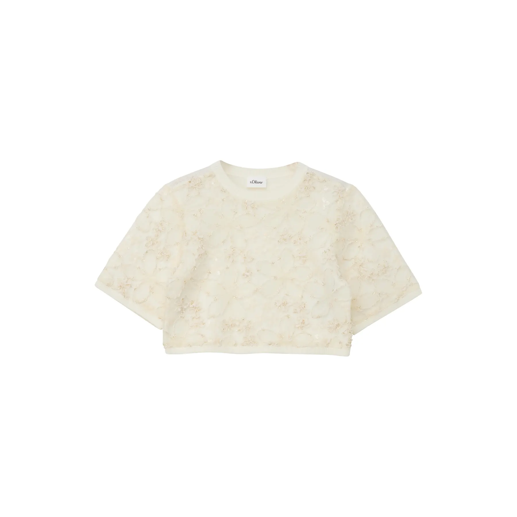 Maglione in maglia con paillettes e motivo floreale bambina s.Oliver