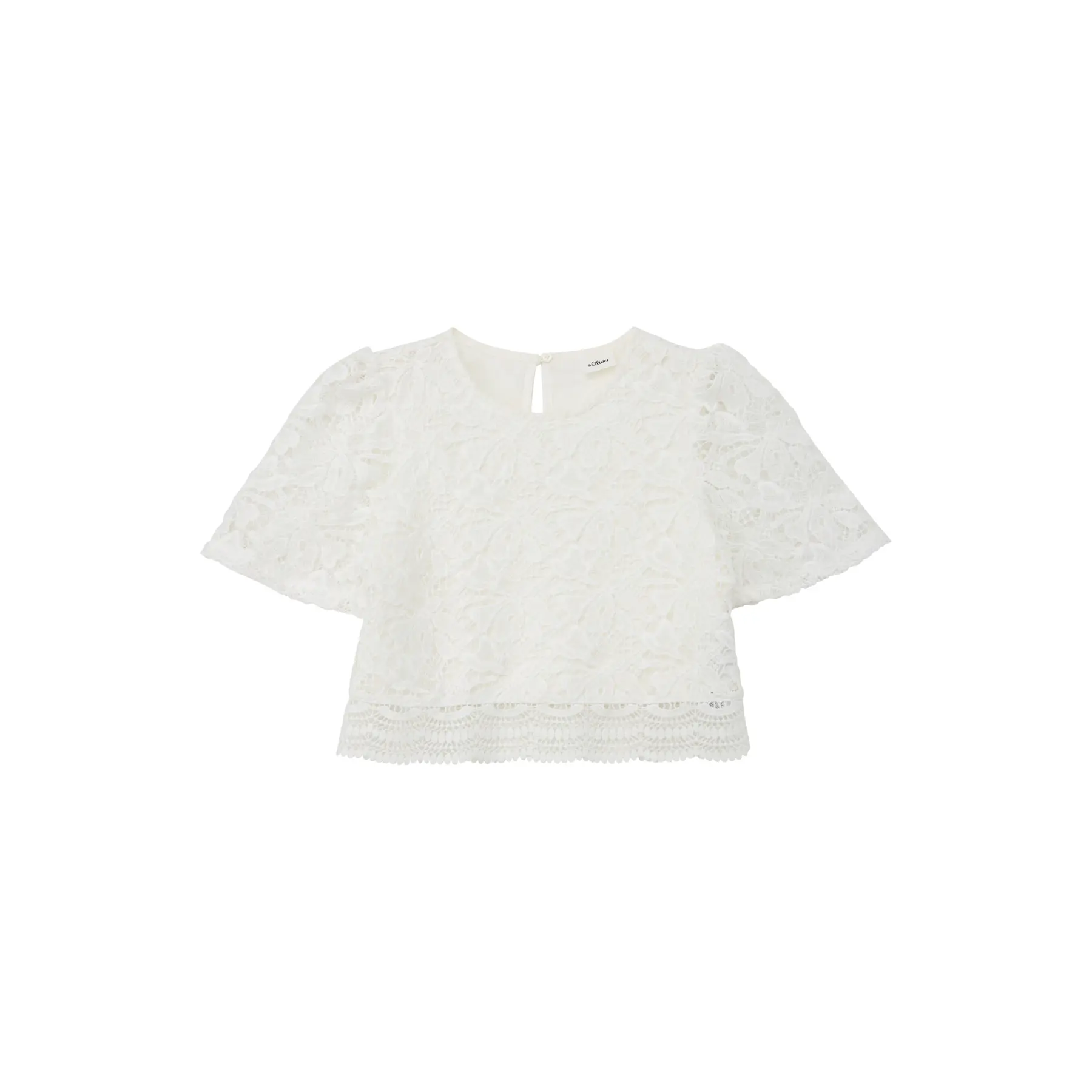 Blusa corta taglio boxy in pizzo con colletto rotondo ragazza s.Oliver