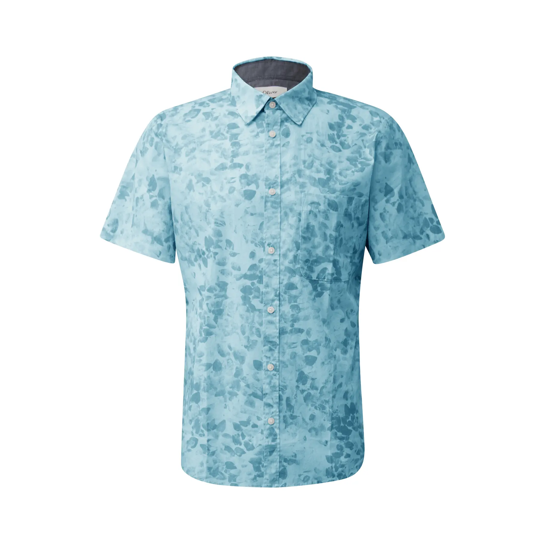 s.Oliver - male - Slim fit: shirt met korte mouwen, all-over print en borstzakje