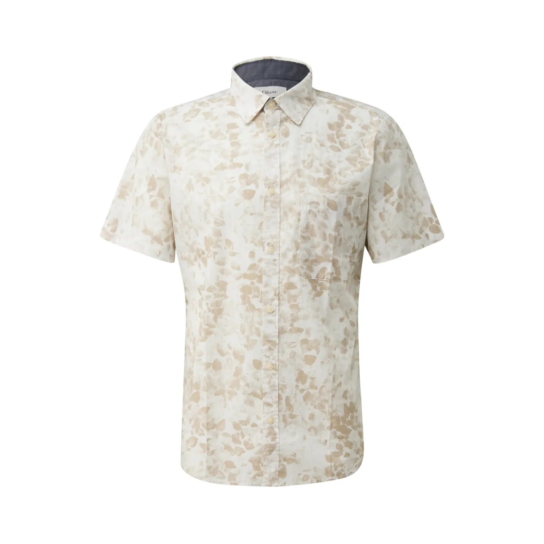 s.Oliver - male - Slim fit: shirt met korte mouwen, all-over print en borstzakje