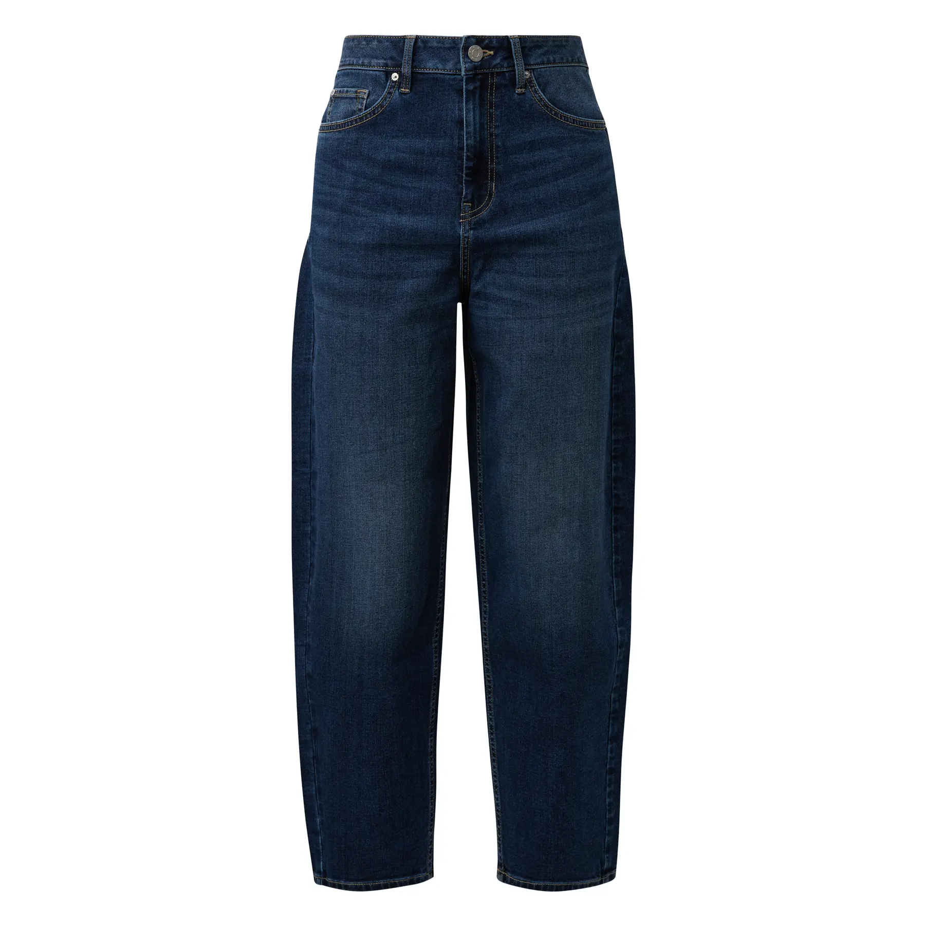Jeans Regular lunghezza caviglia taglio dritto vita alta gamba barrel 5 tasche donna